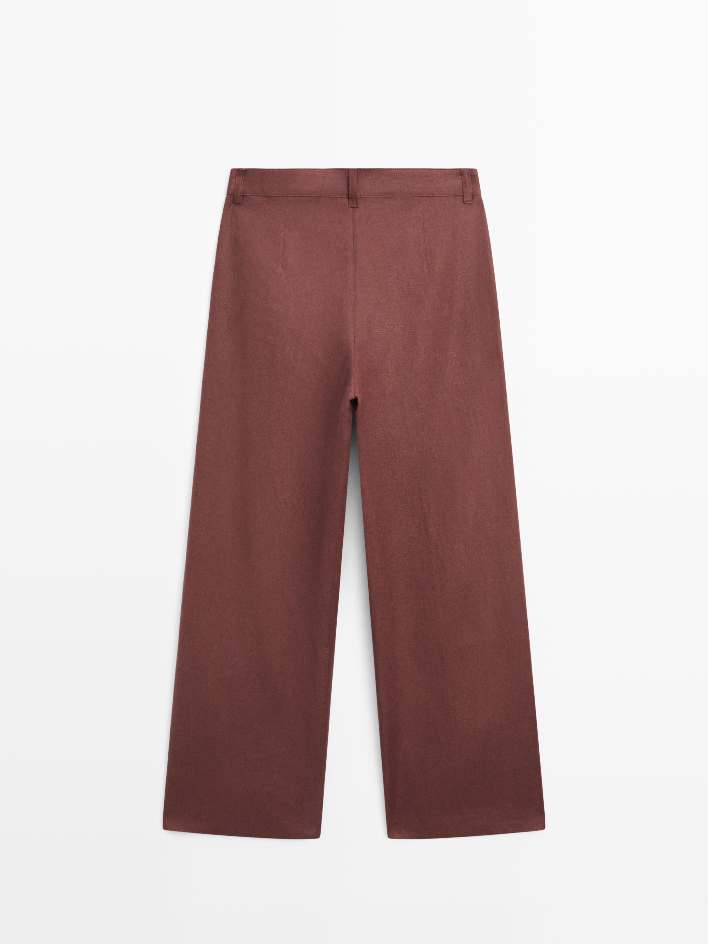 Pantalon jambe large plis lin - STUDIO