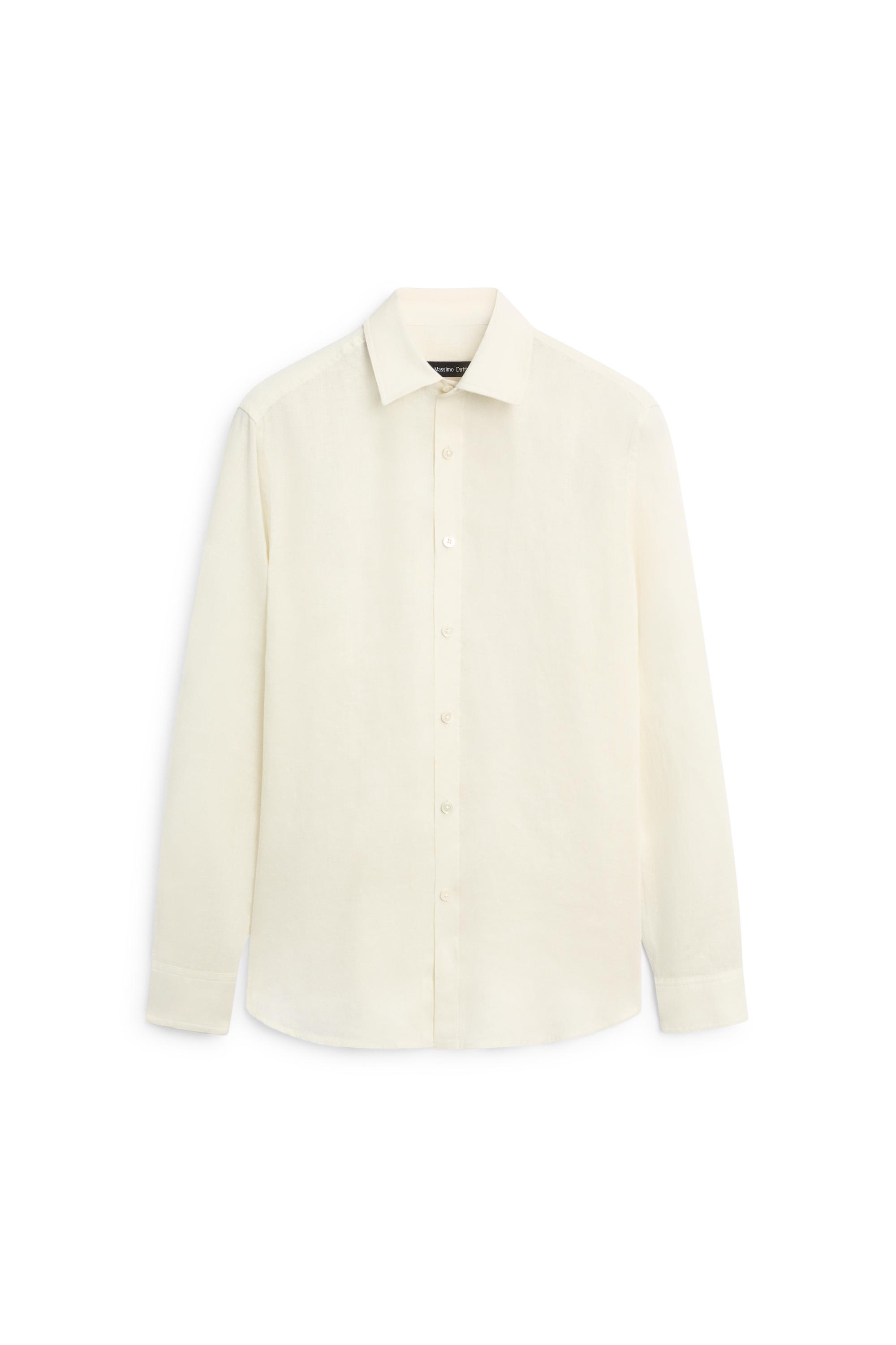 100% linen regular fit shirt — PALE ECRU
