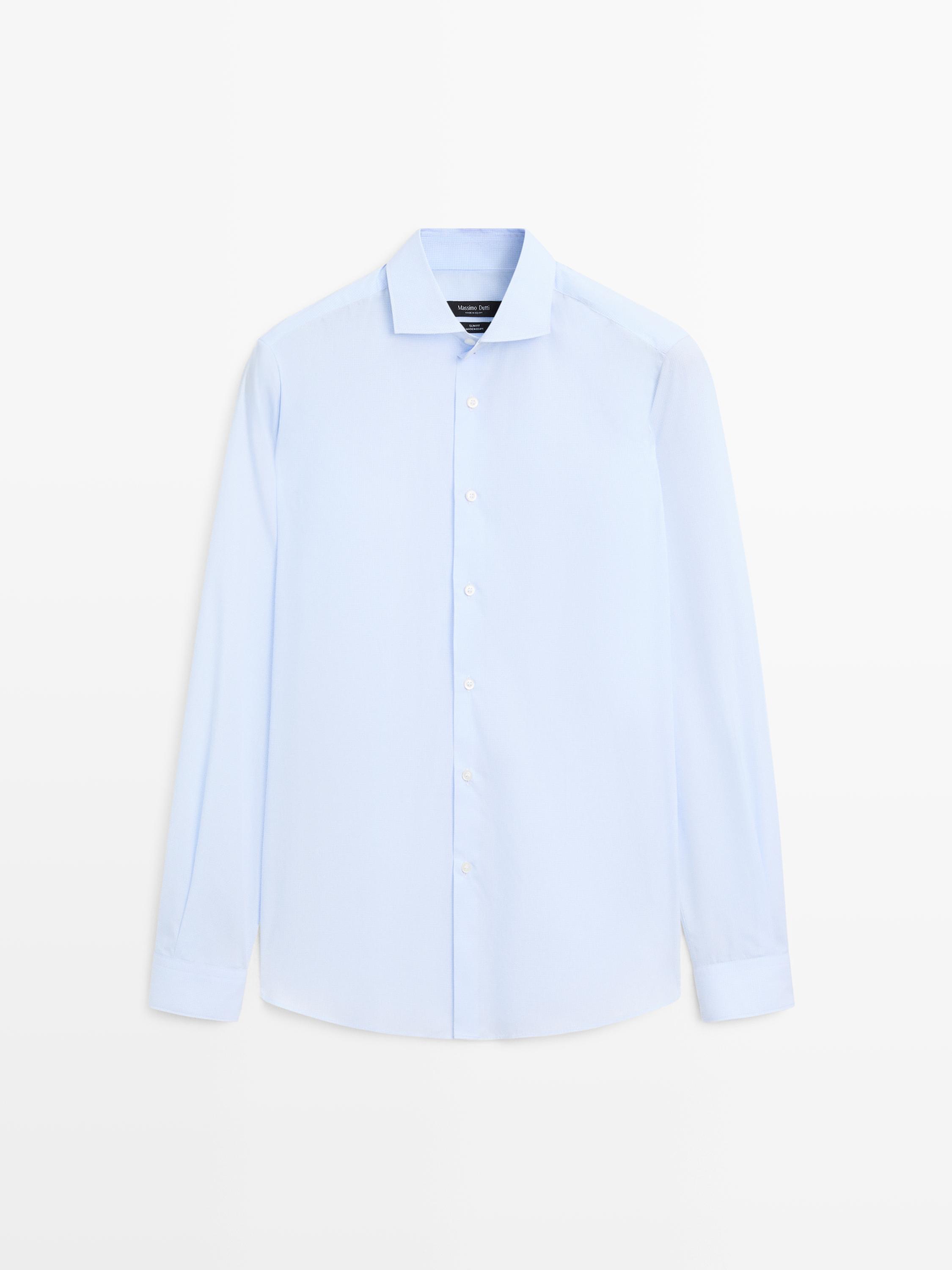 Slim fit 100% cotton shirt — Sky blue