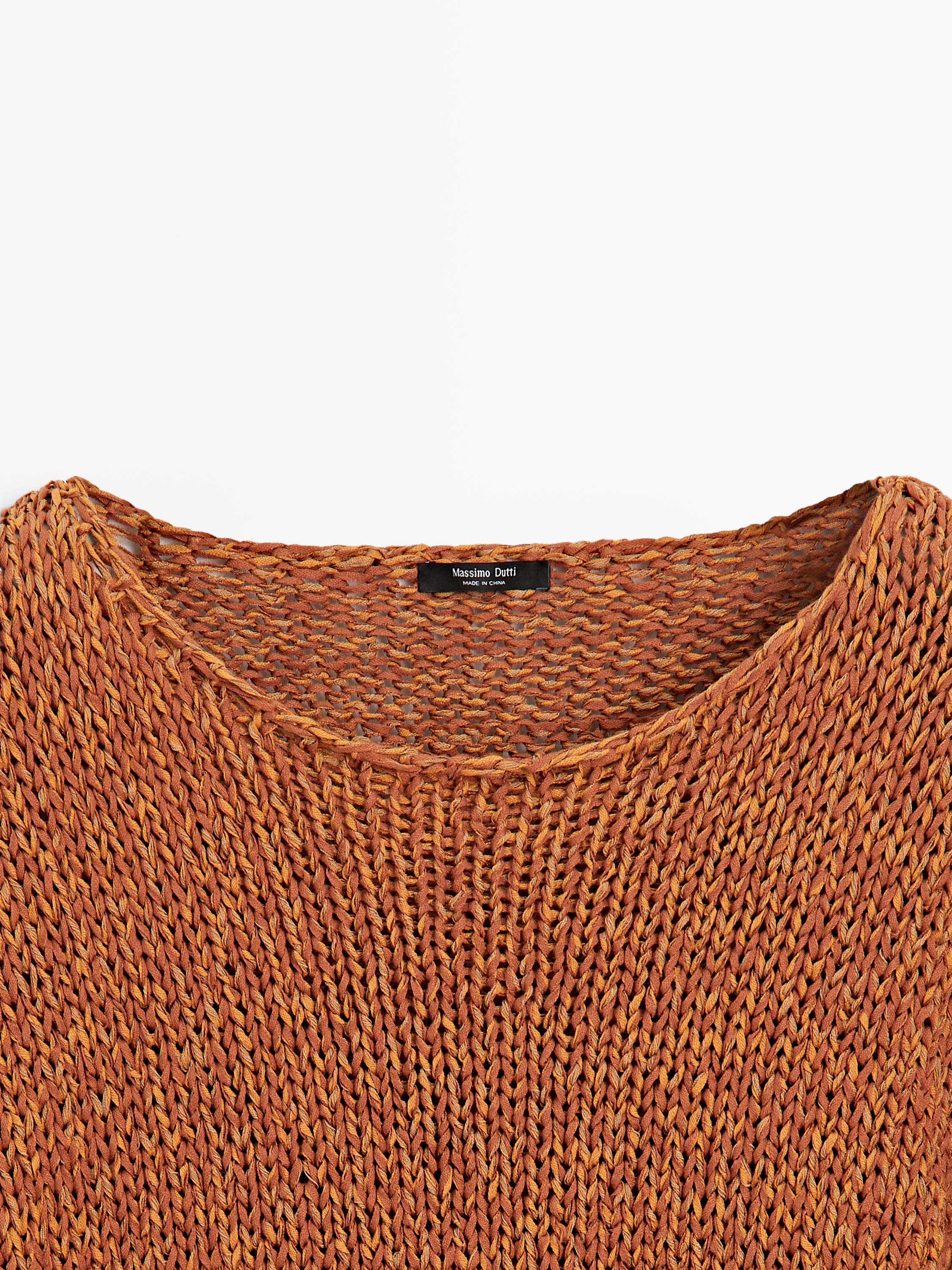 Cotton blend cutwork sweater
