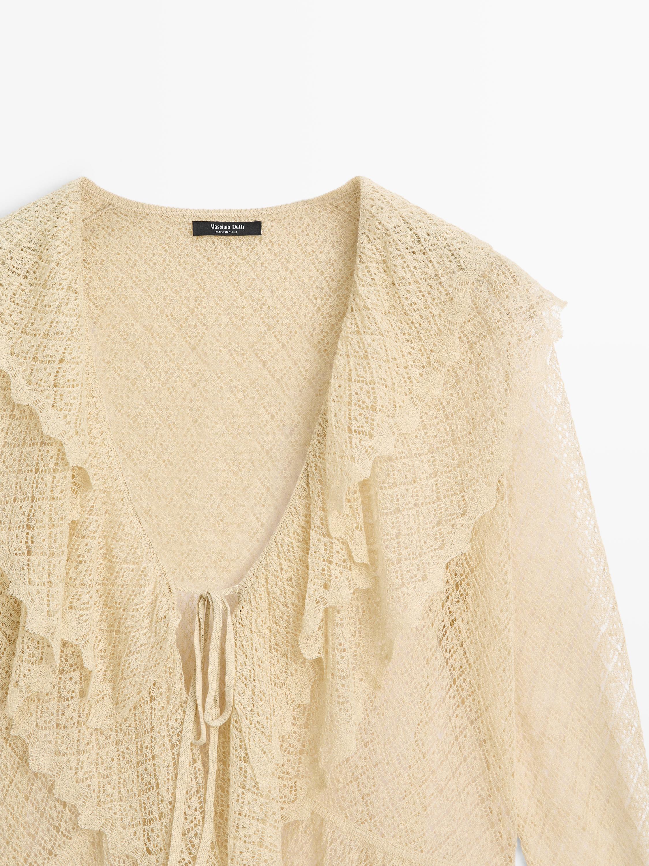 Cardigan aus Leinenmischgewebe mit Rüschendetail