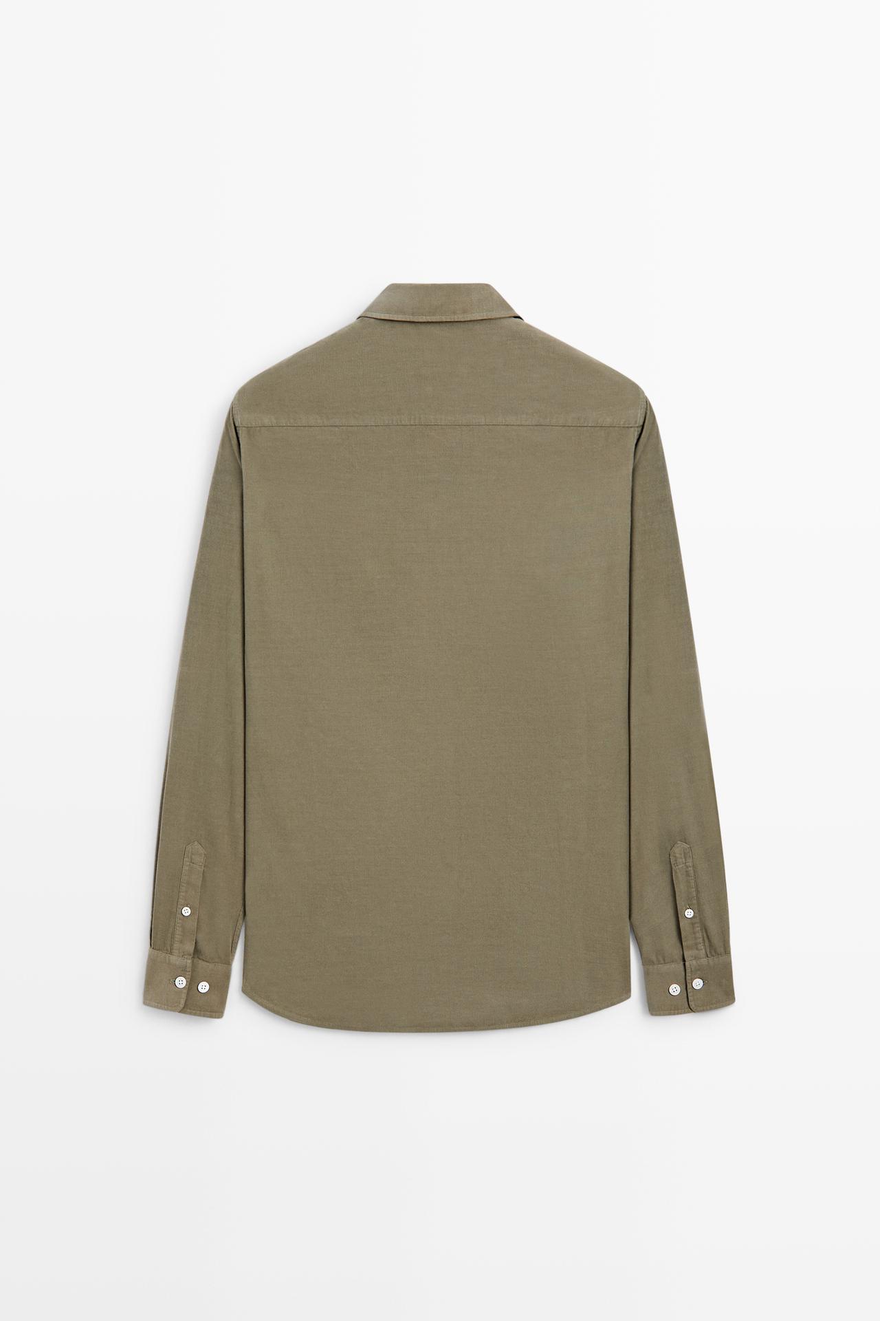 Regular fit needlecord shirt — GREEN