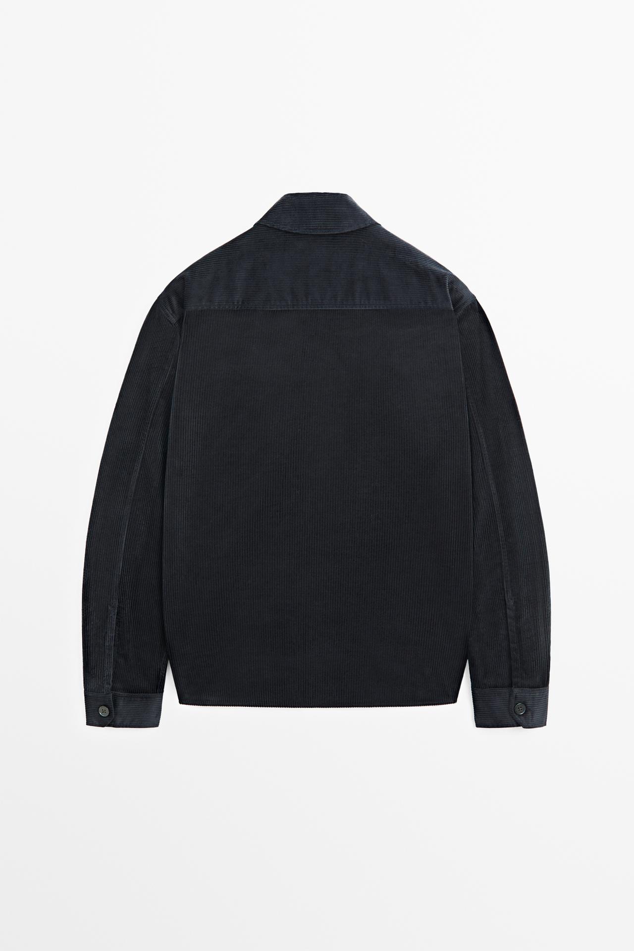 Corduroy overshirt with pocket detail — NAVY BLUE