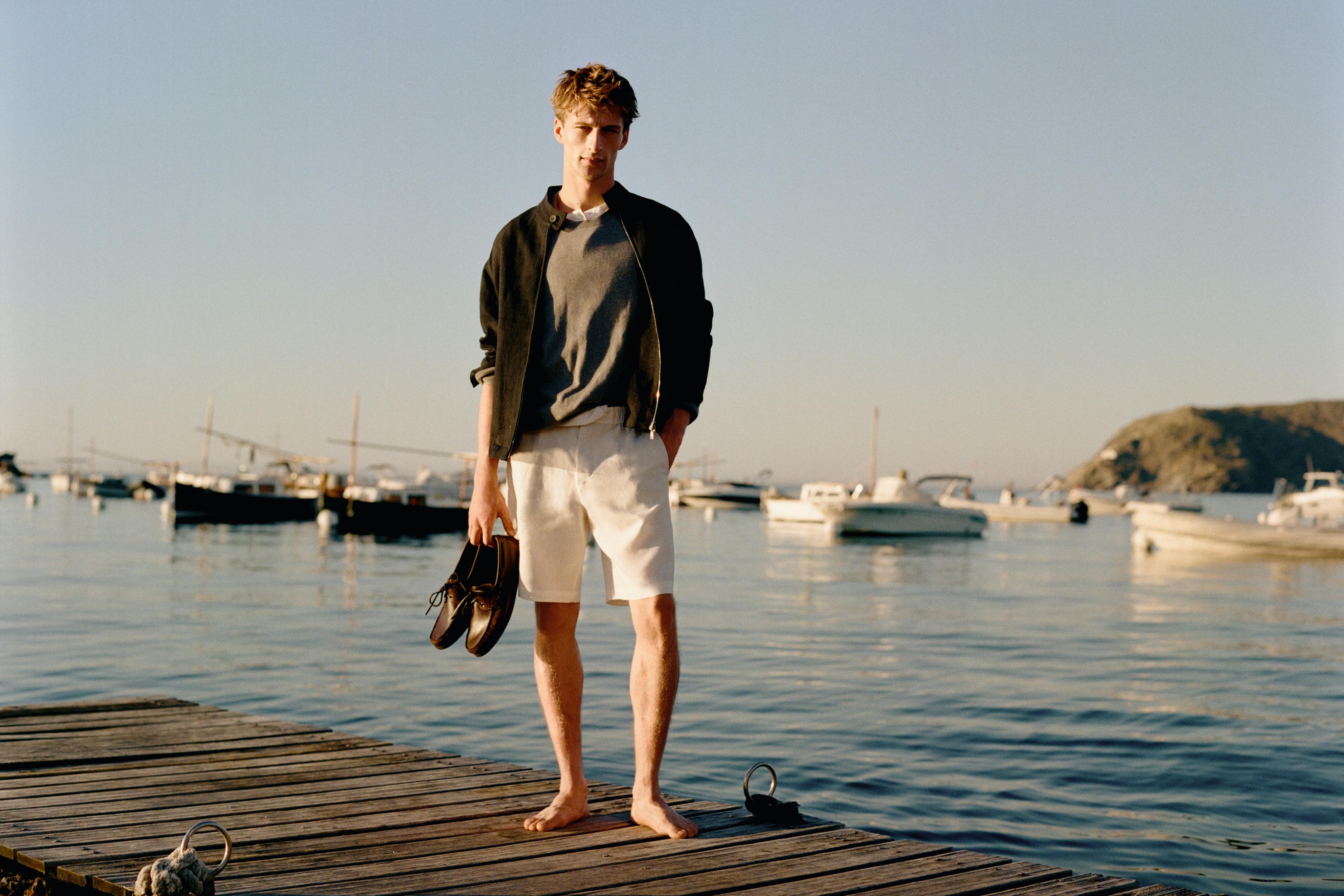 100% linen short Bermuda shorts — Off white