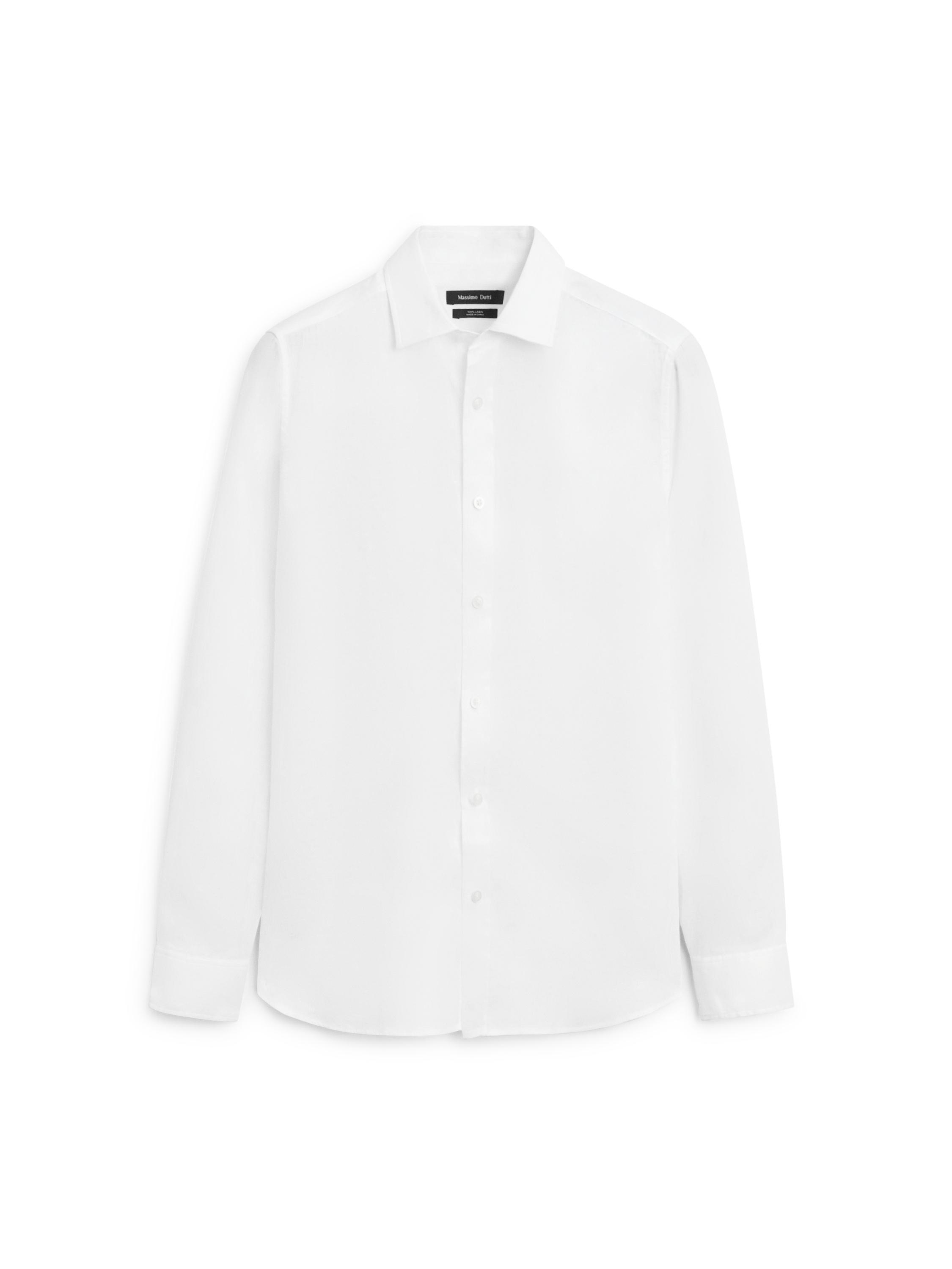 100% linen slim fit shirt — WHITE