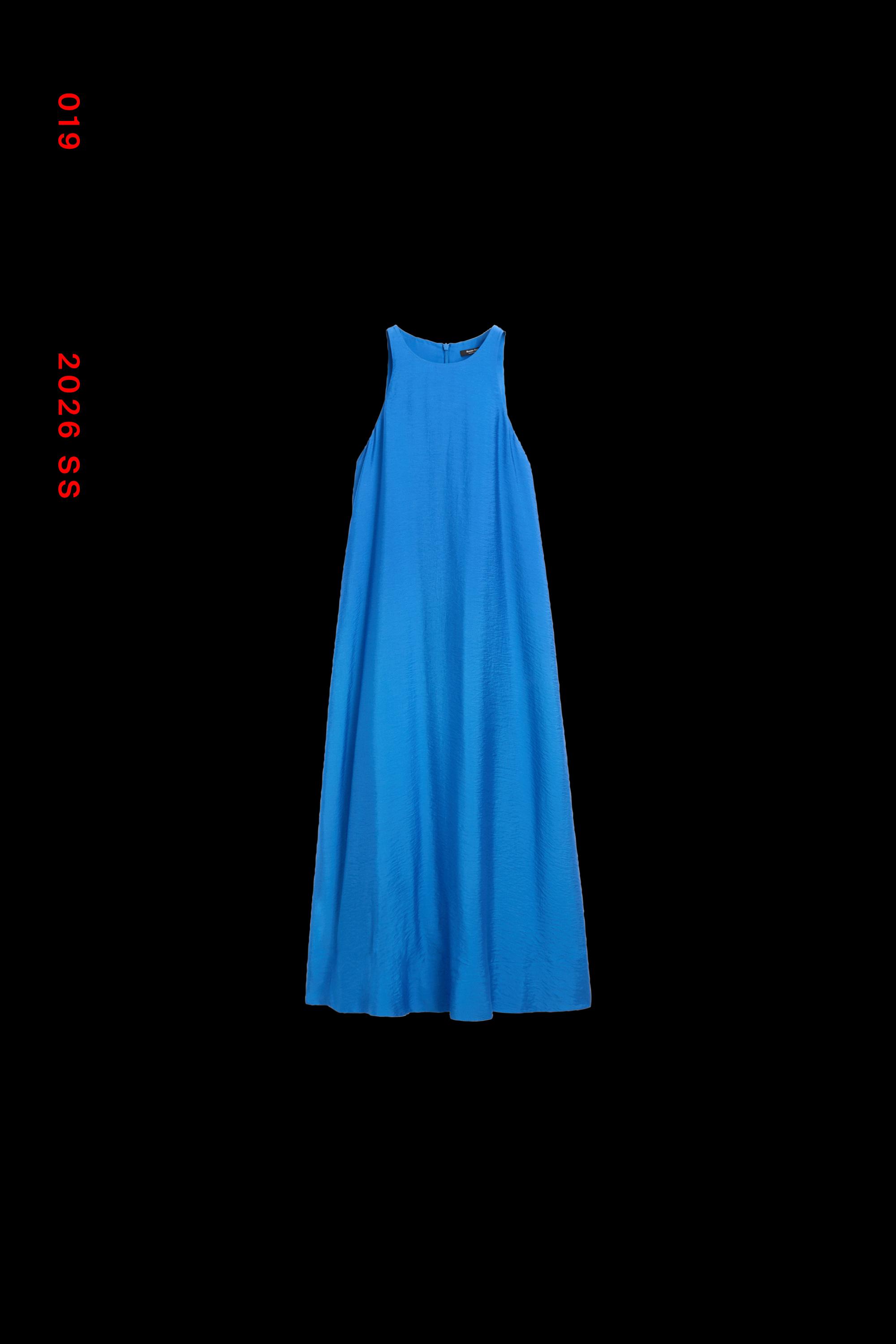 Flowing long halter dress — BLUE