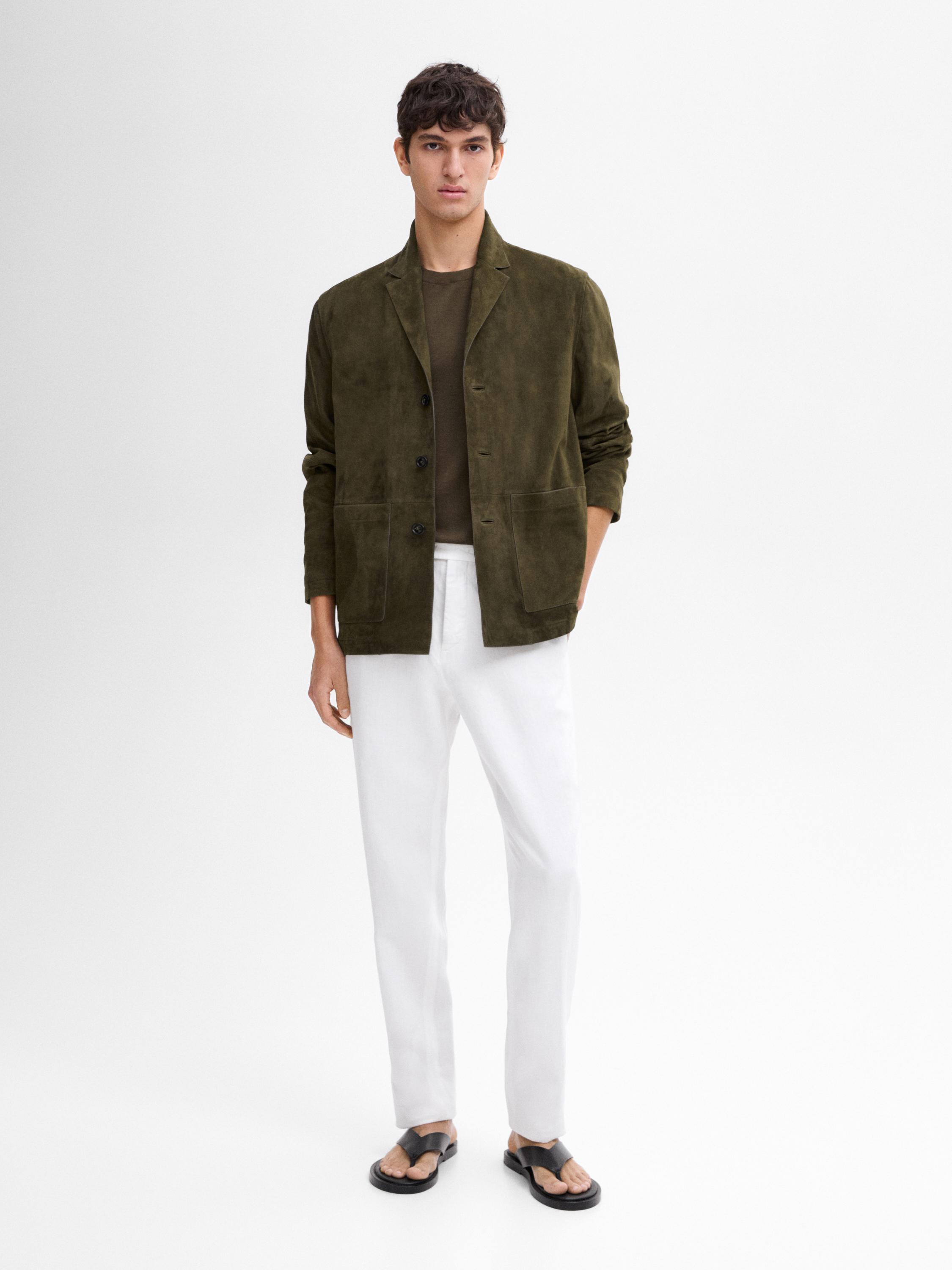 Pantalón tapered fit 100% lino