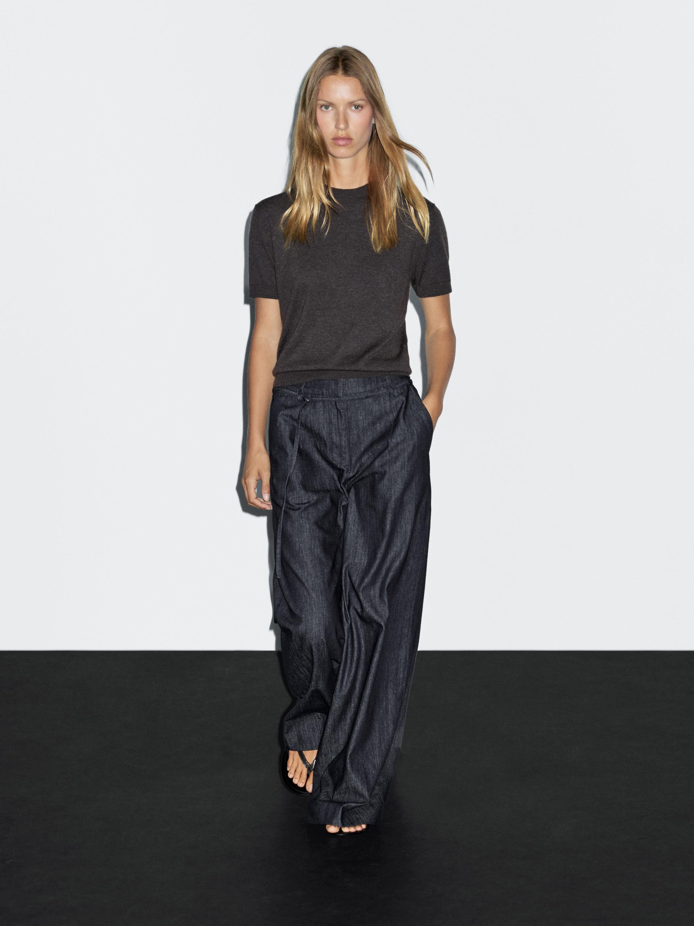 Jean large taille haute avec ceinture