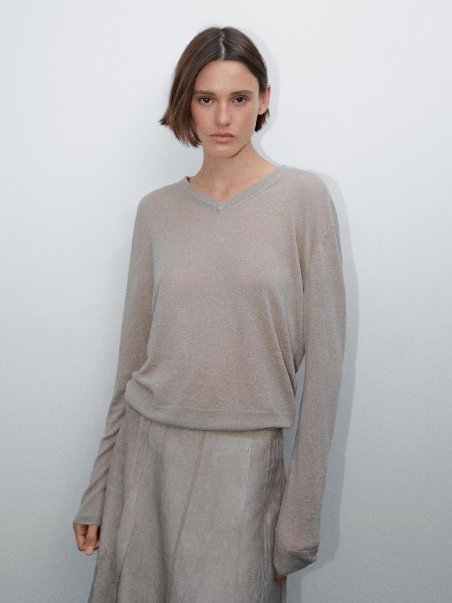 Jupe Maltinto Coutures Apparentes - Gris Taupe - 34 - Massimo Dutti - Femme