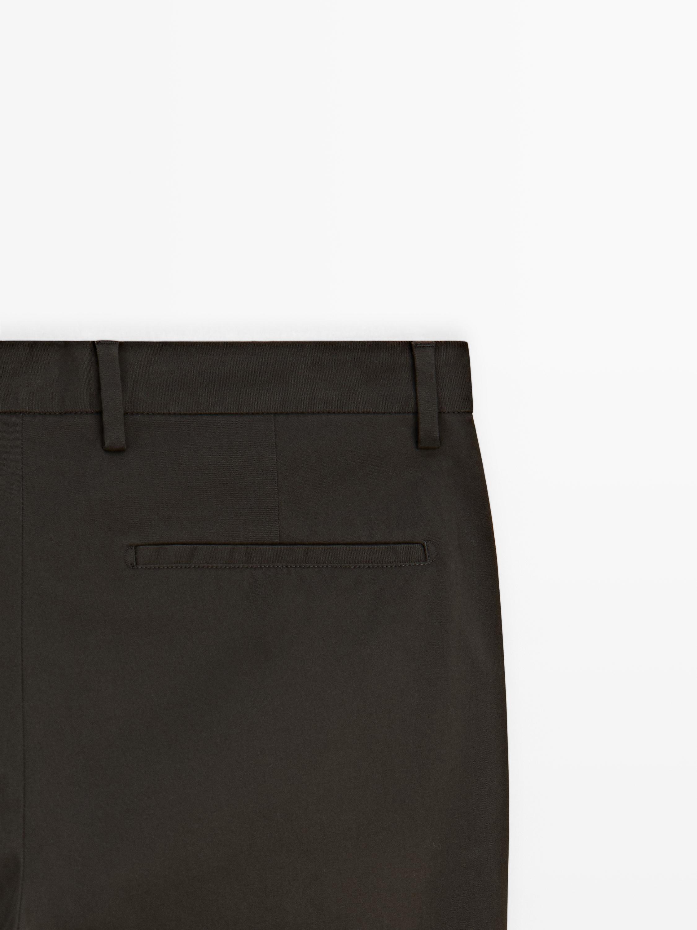 Slim fit cotton trousers — BROWN