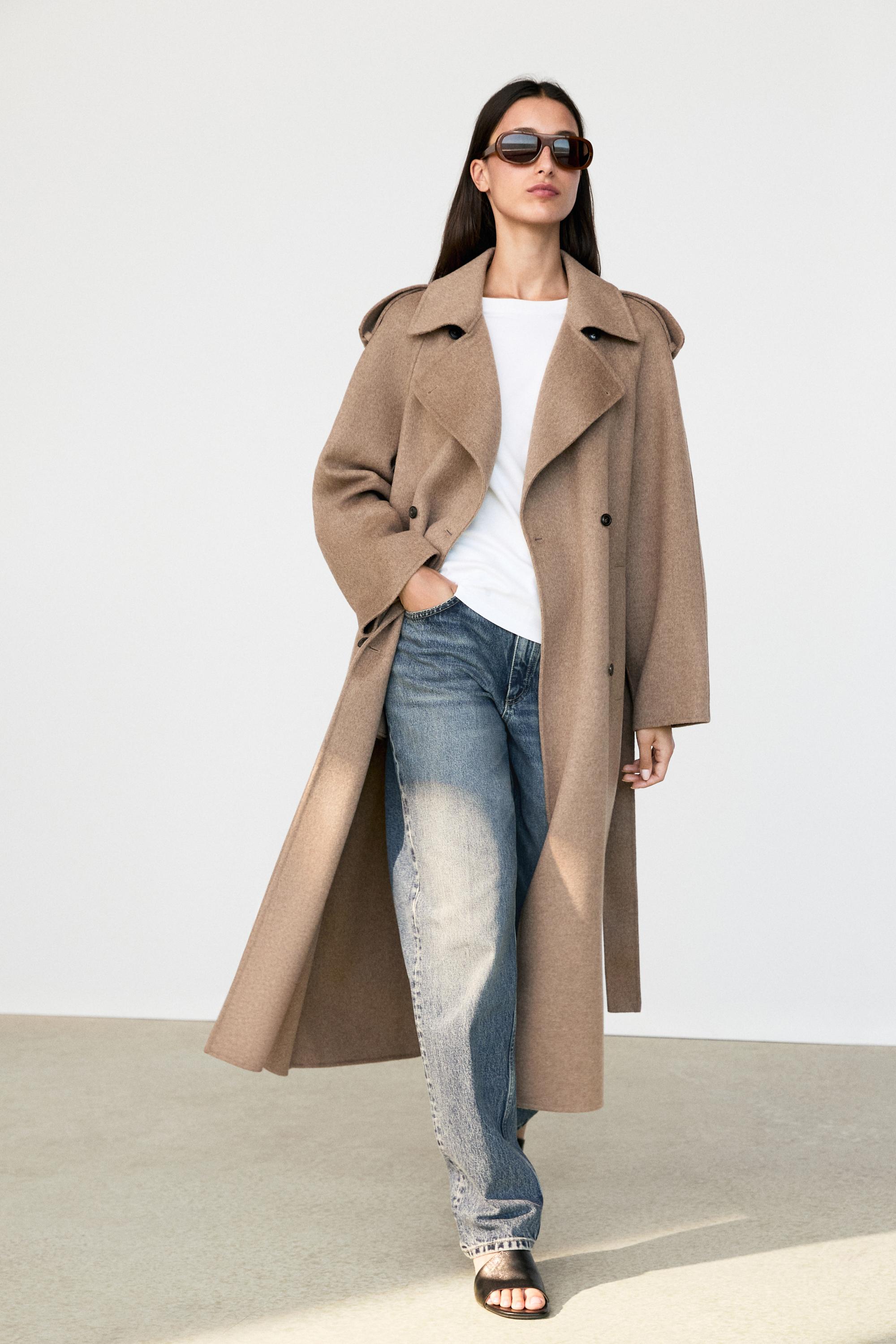 Long wool blend trench coat — TAUPE GREY