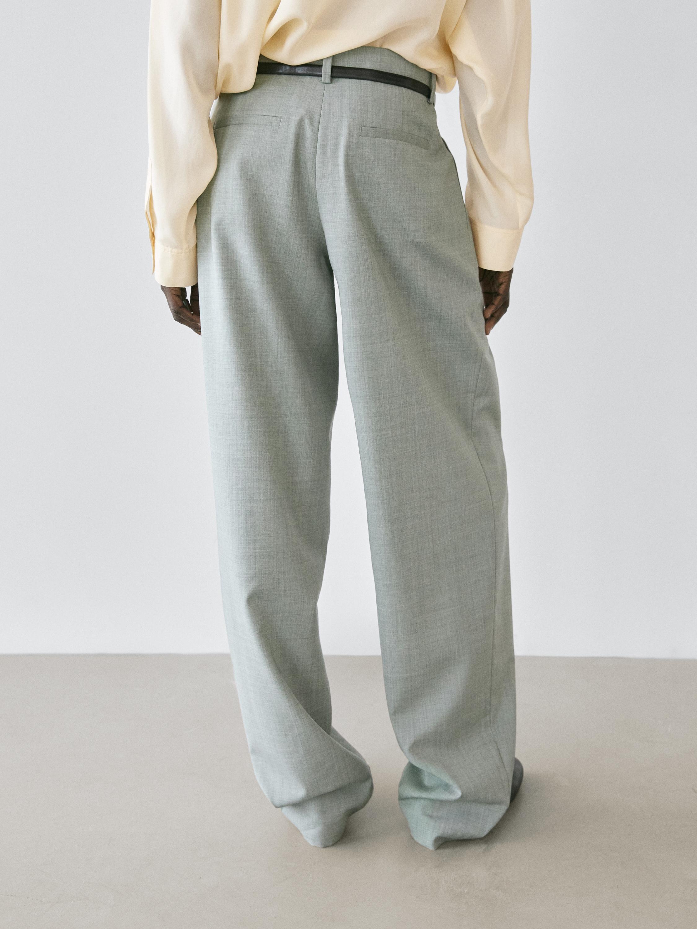 Flowing trousers with darts — BLUISH GREY