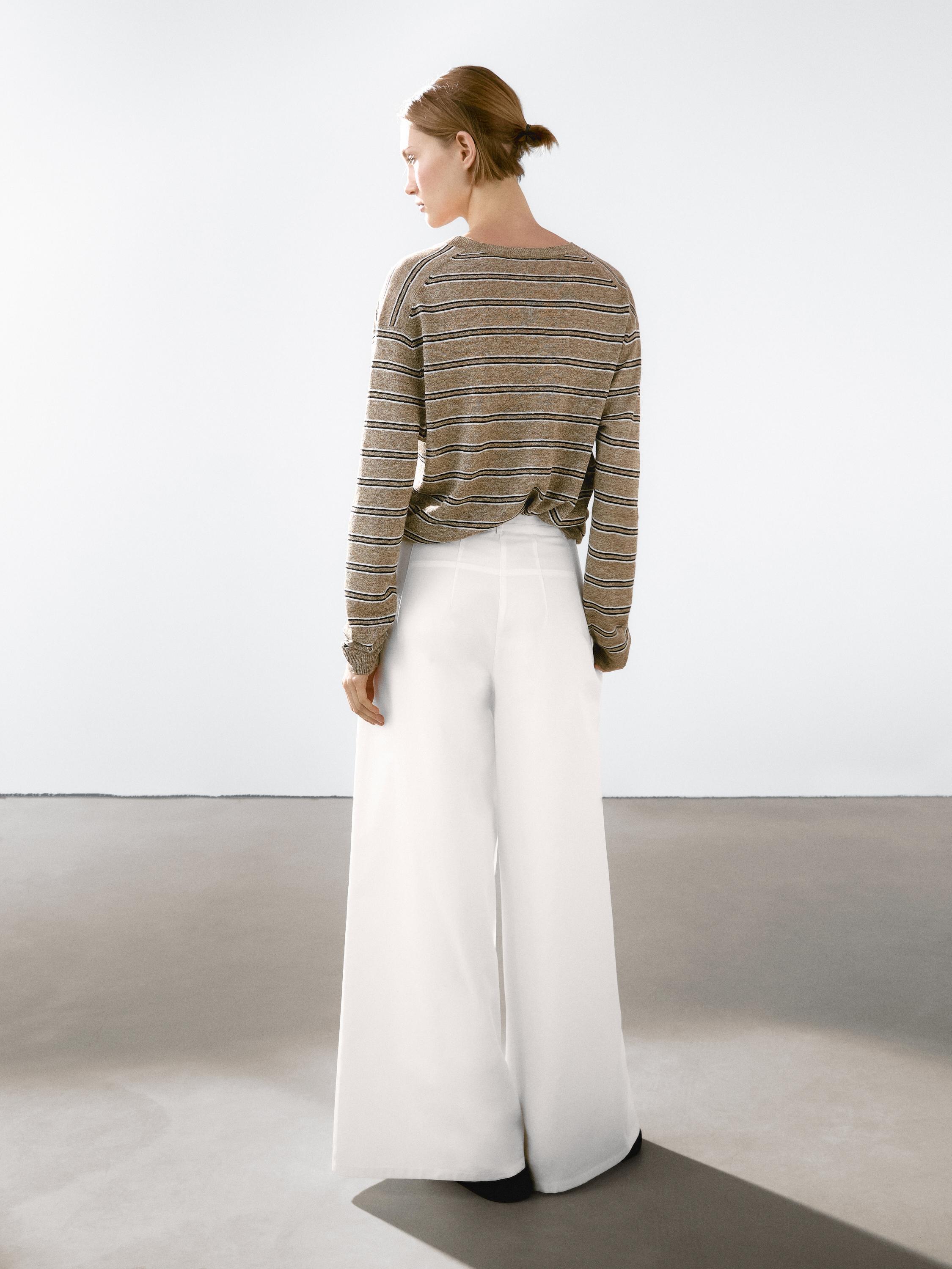 Cotton blend palazzo trousers