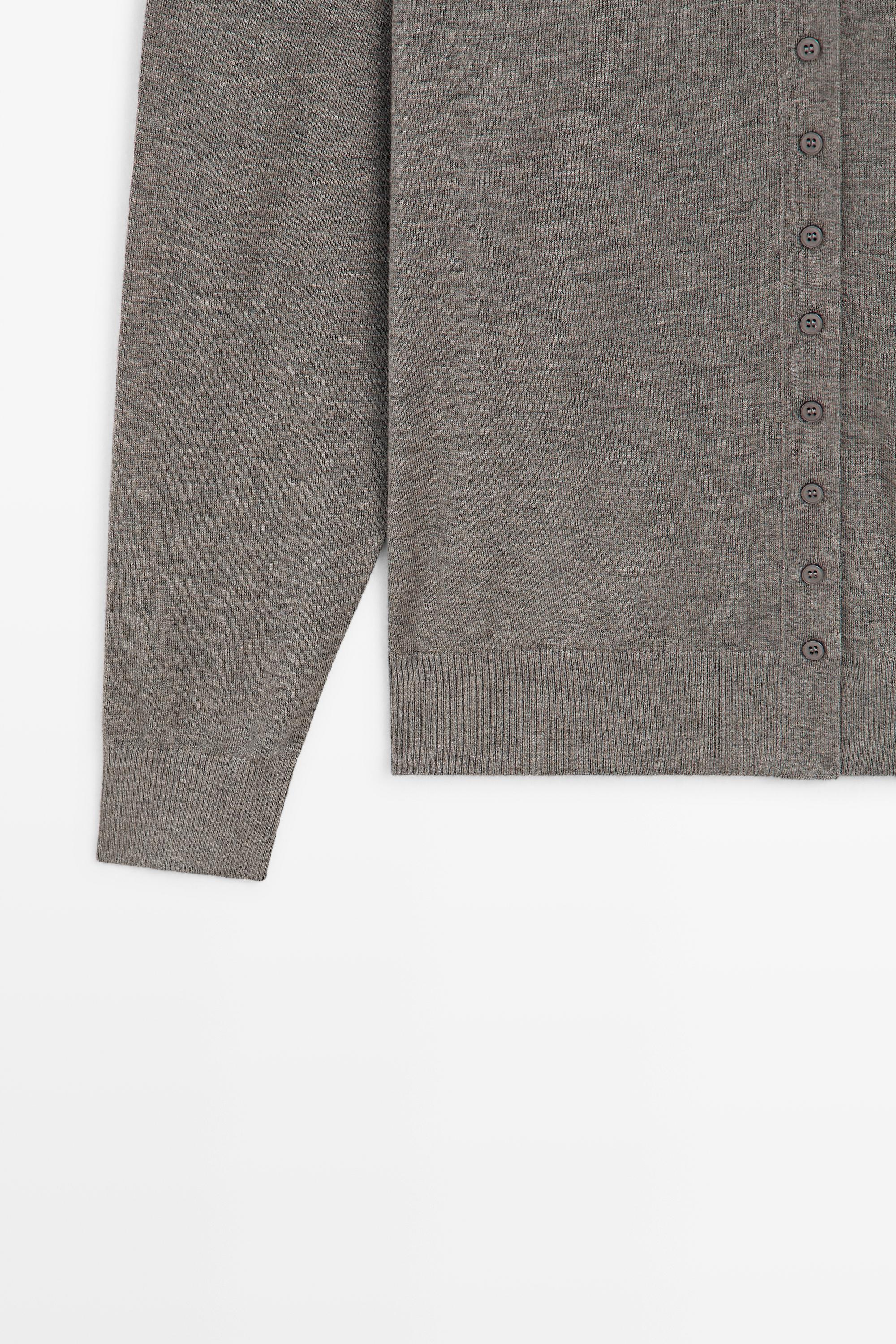 Turtleneck cardigan with button detail — GREY