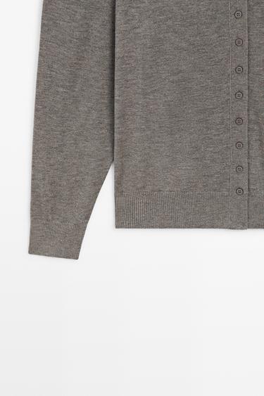 Turtleneck cardigan with button detail — GREY 7