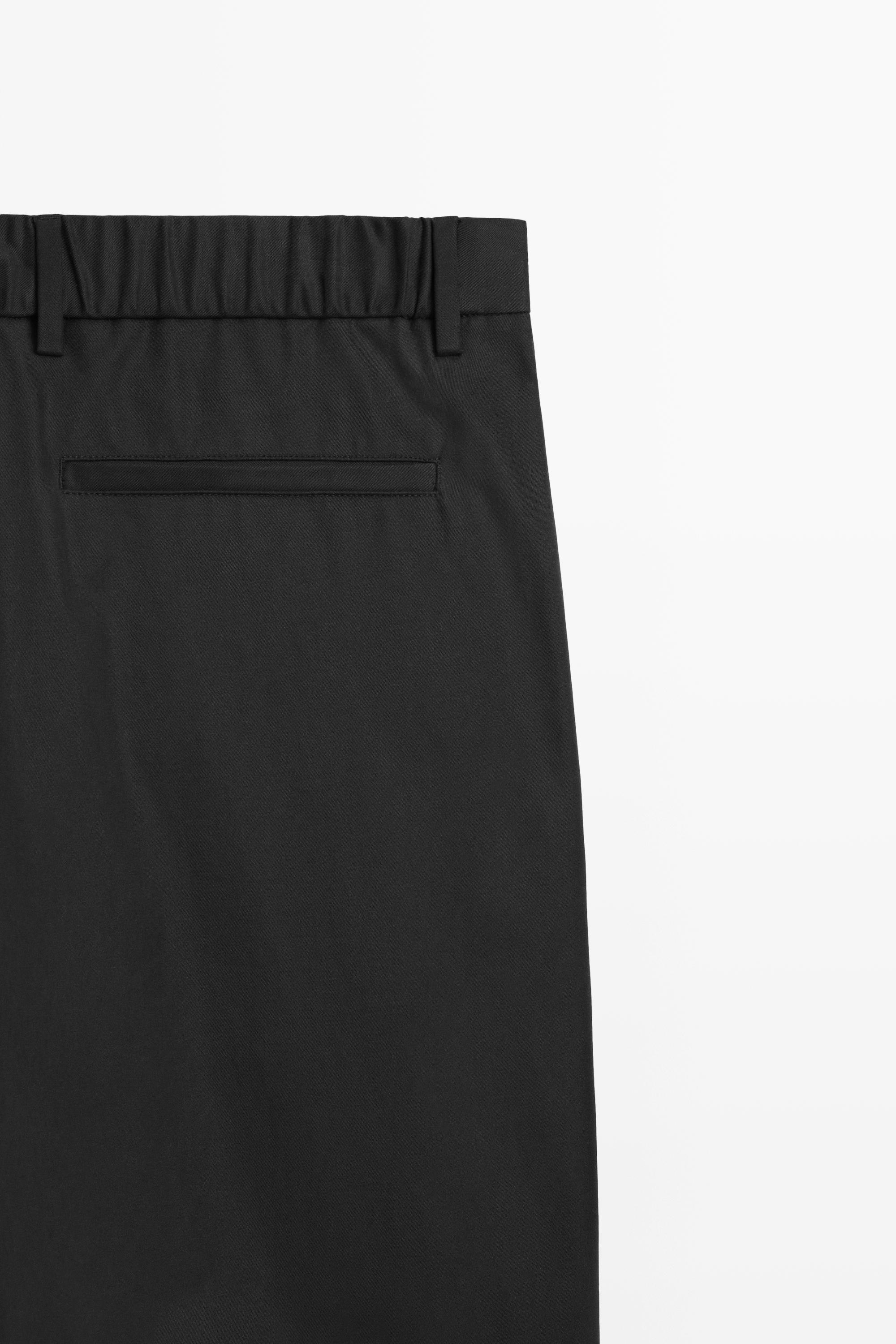 100% cotton pants with double pleats — BLACK
