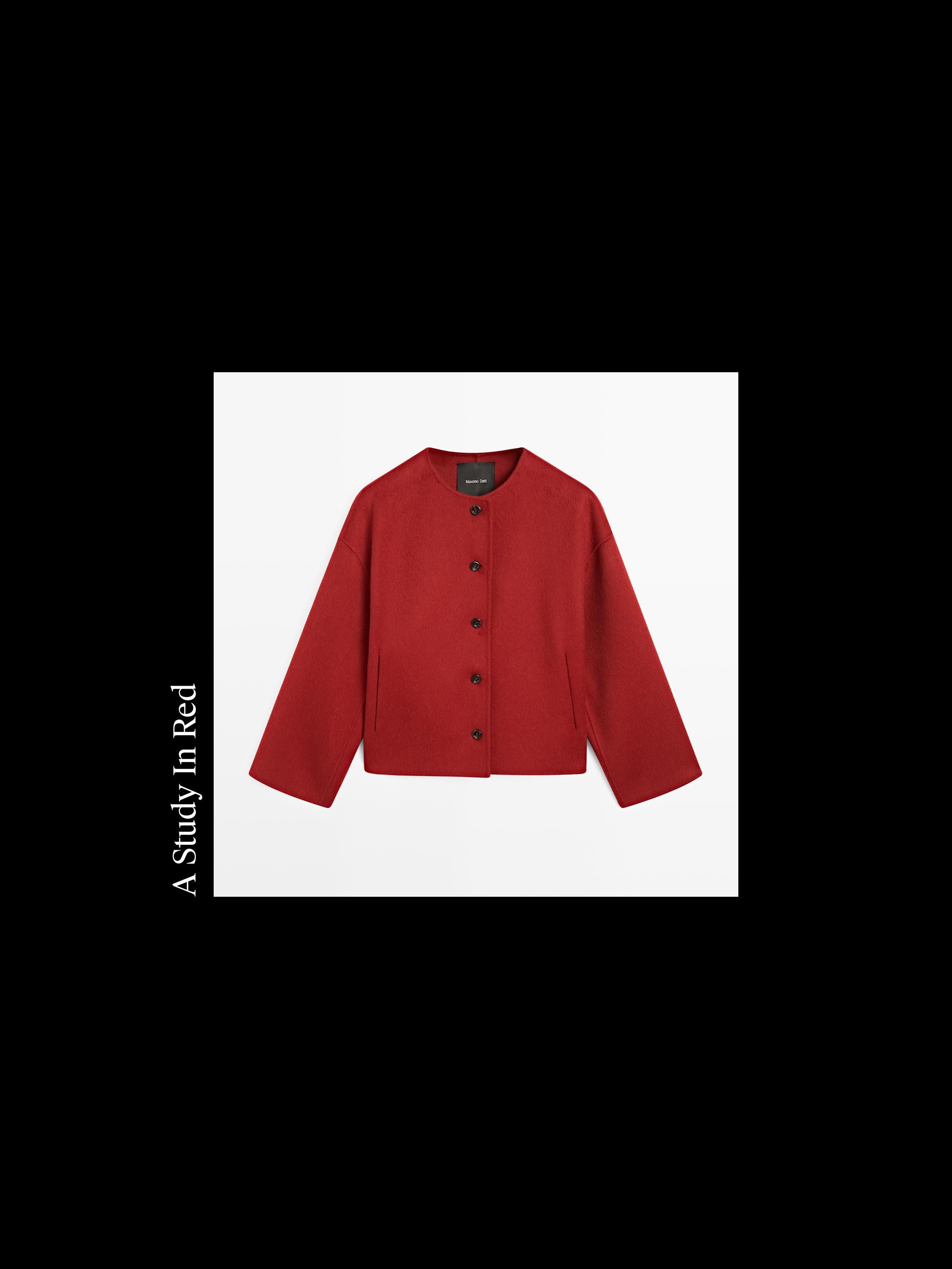Wool blend jacket with seams — RED