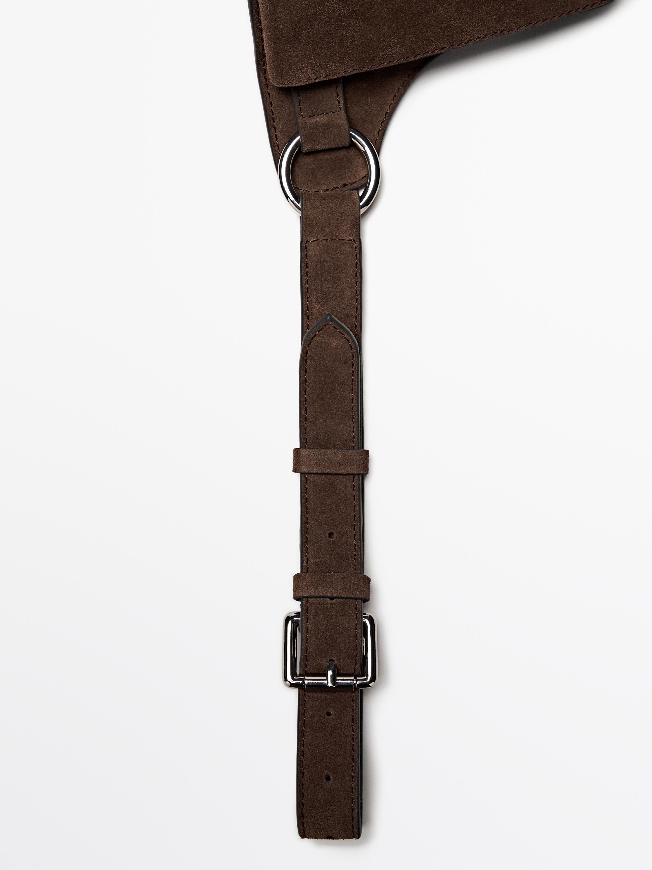 Split leather double compartment belt bag — MINK