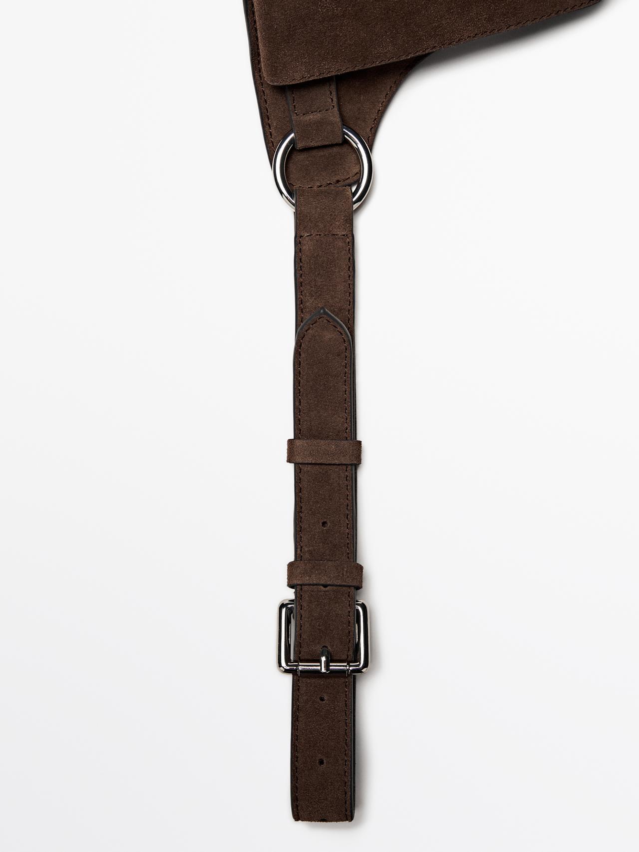 Split leather double compartment belt bag — MINK