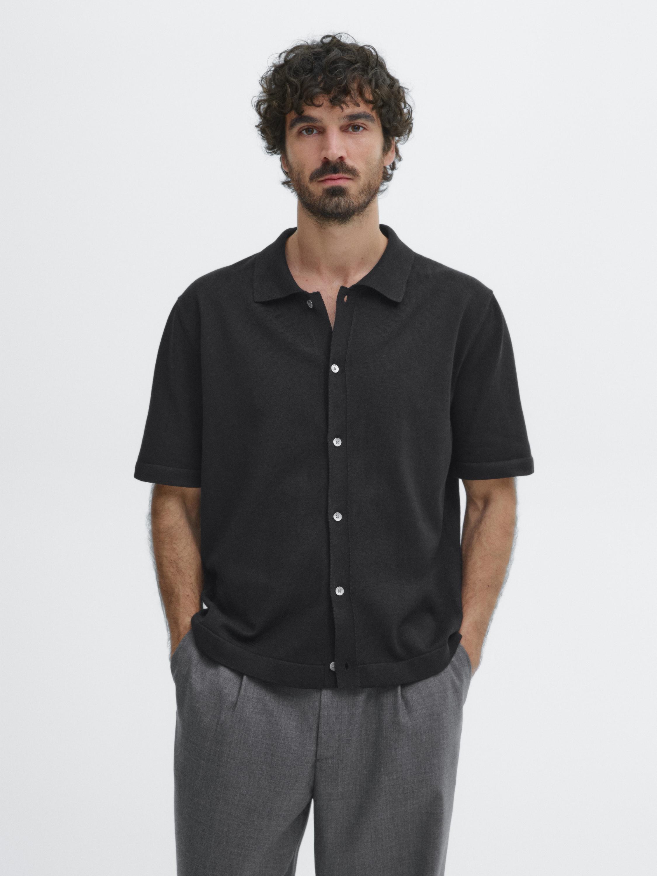 Knit cardigan short sleeve buttons