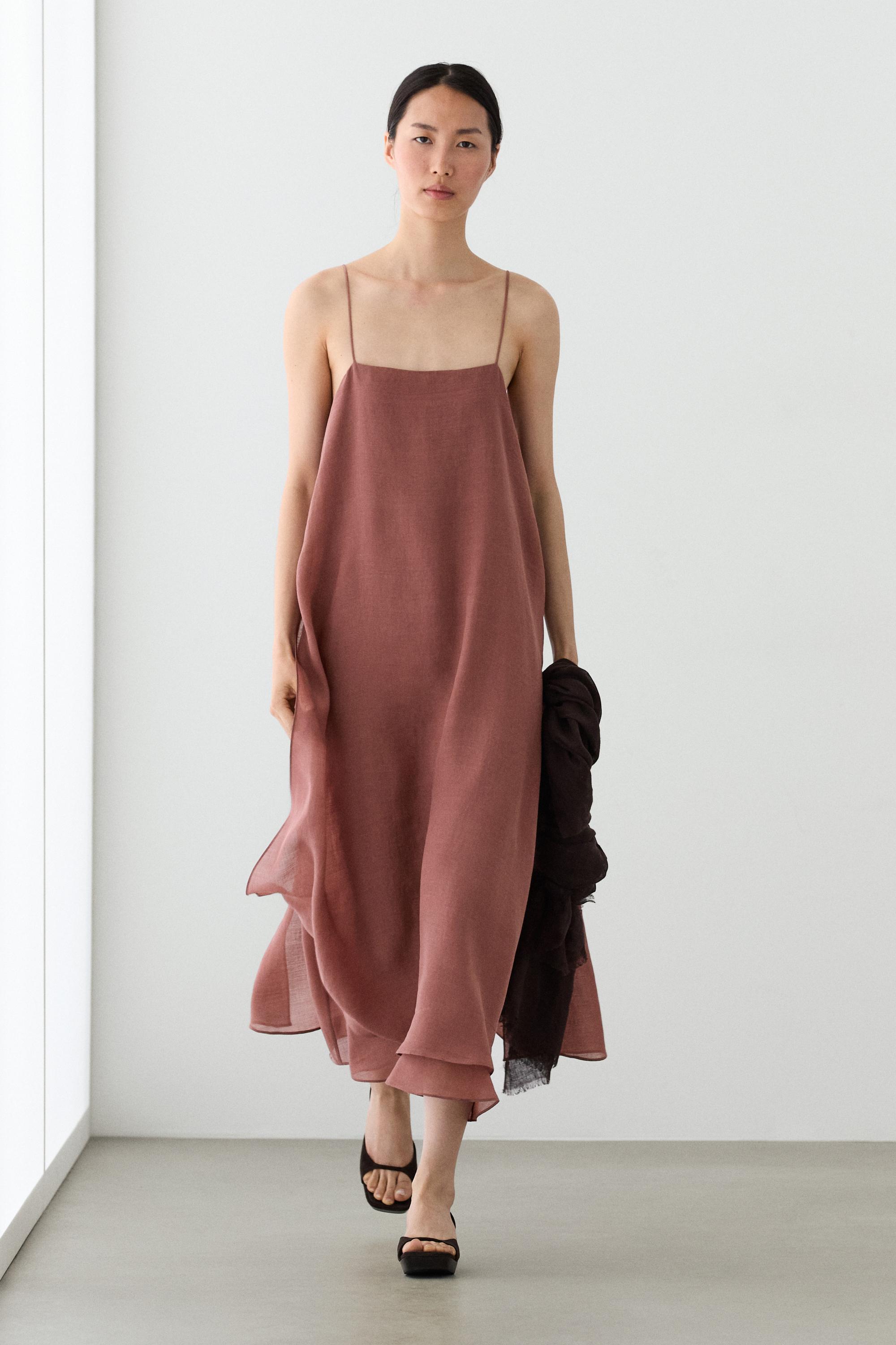 Flowing double-layer midi dress