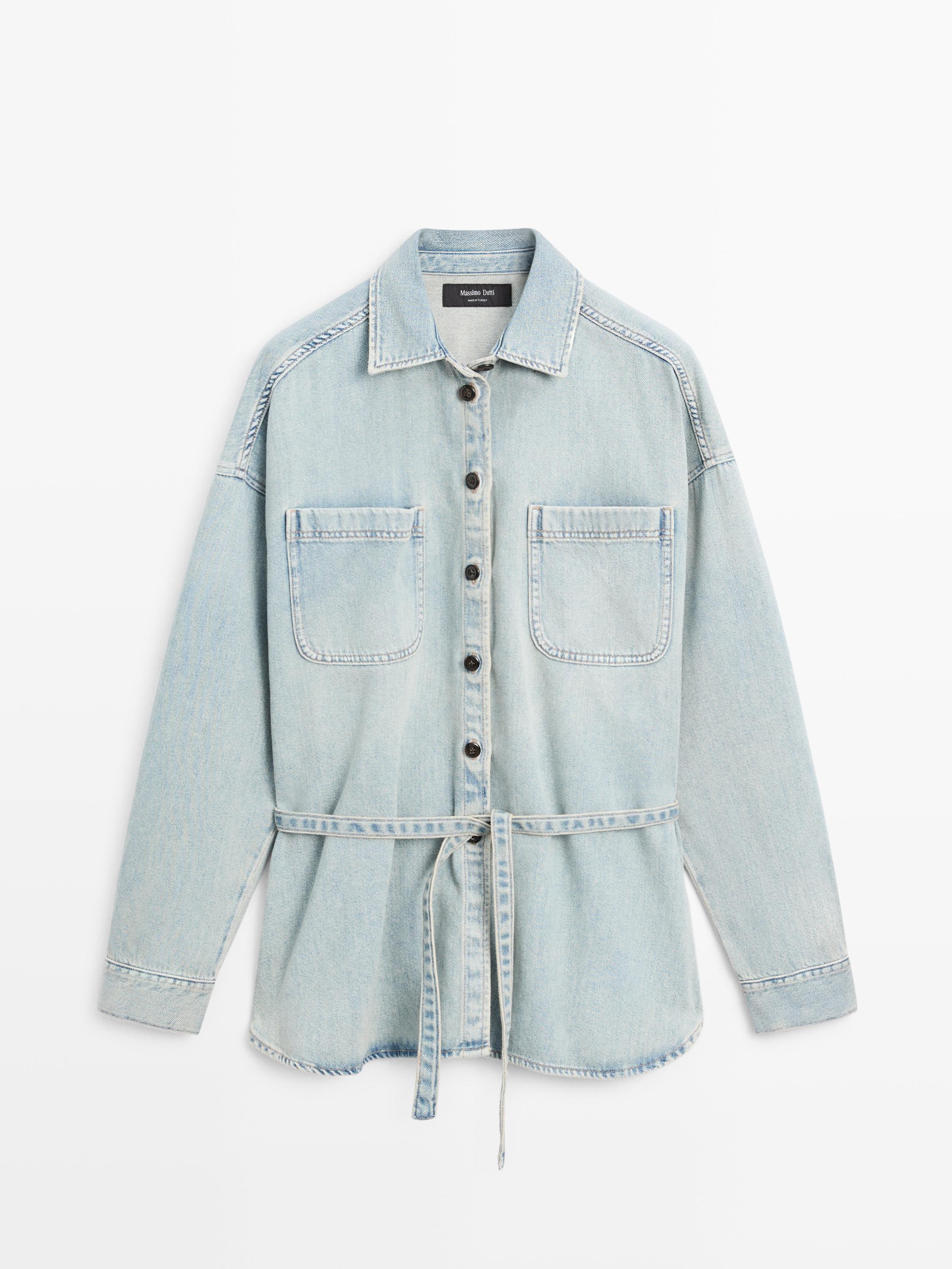 Oversize denim shirt with pocket details