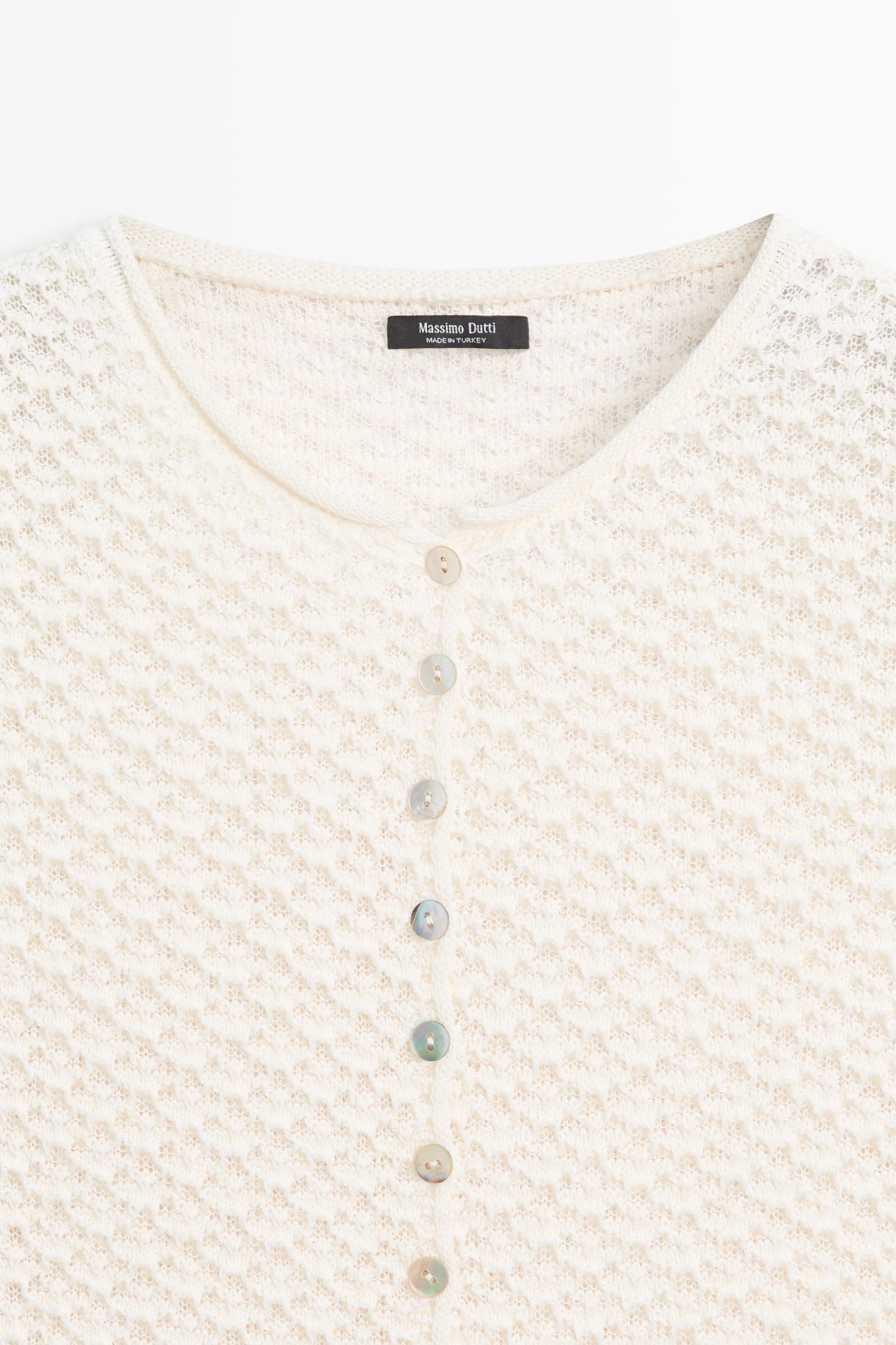 Crochet knit cardigan — CREAM