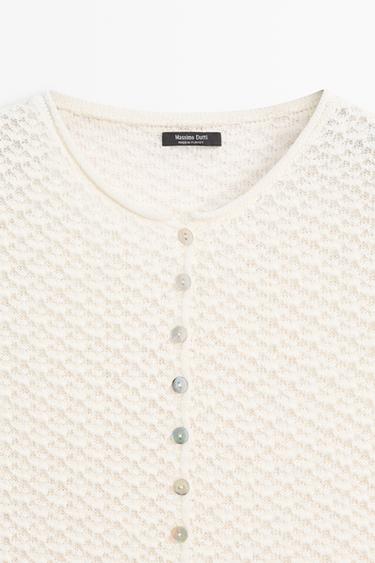 Crochet knit cardigan — CREAM 4