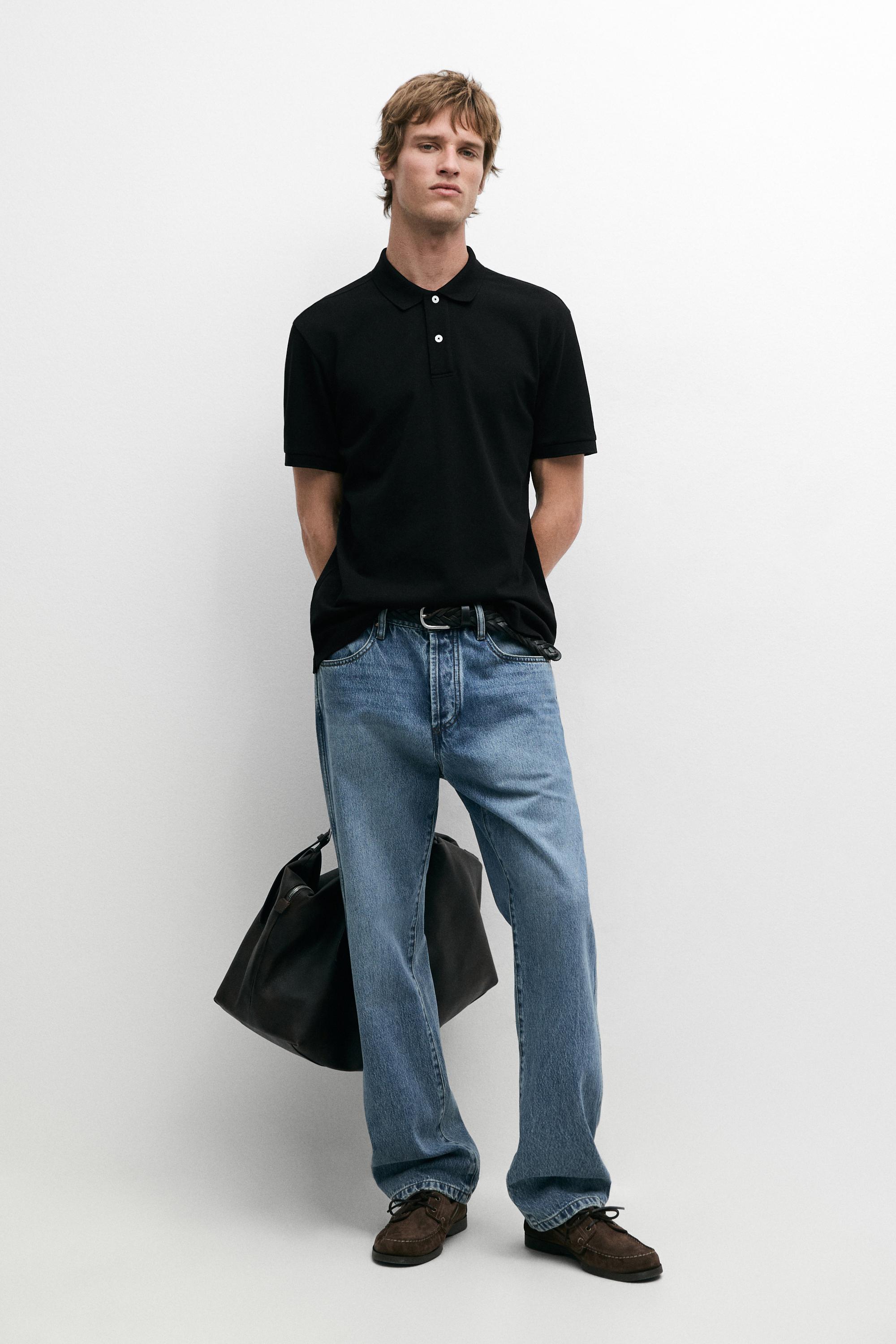 Micro-textured cotton piqué polo shirt