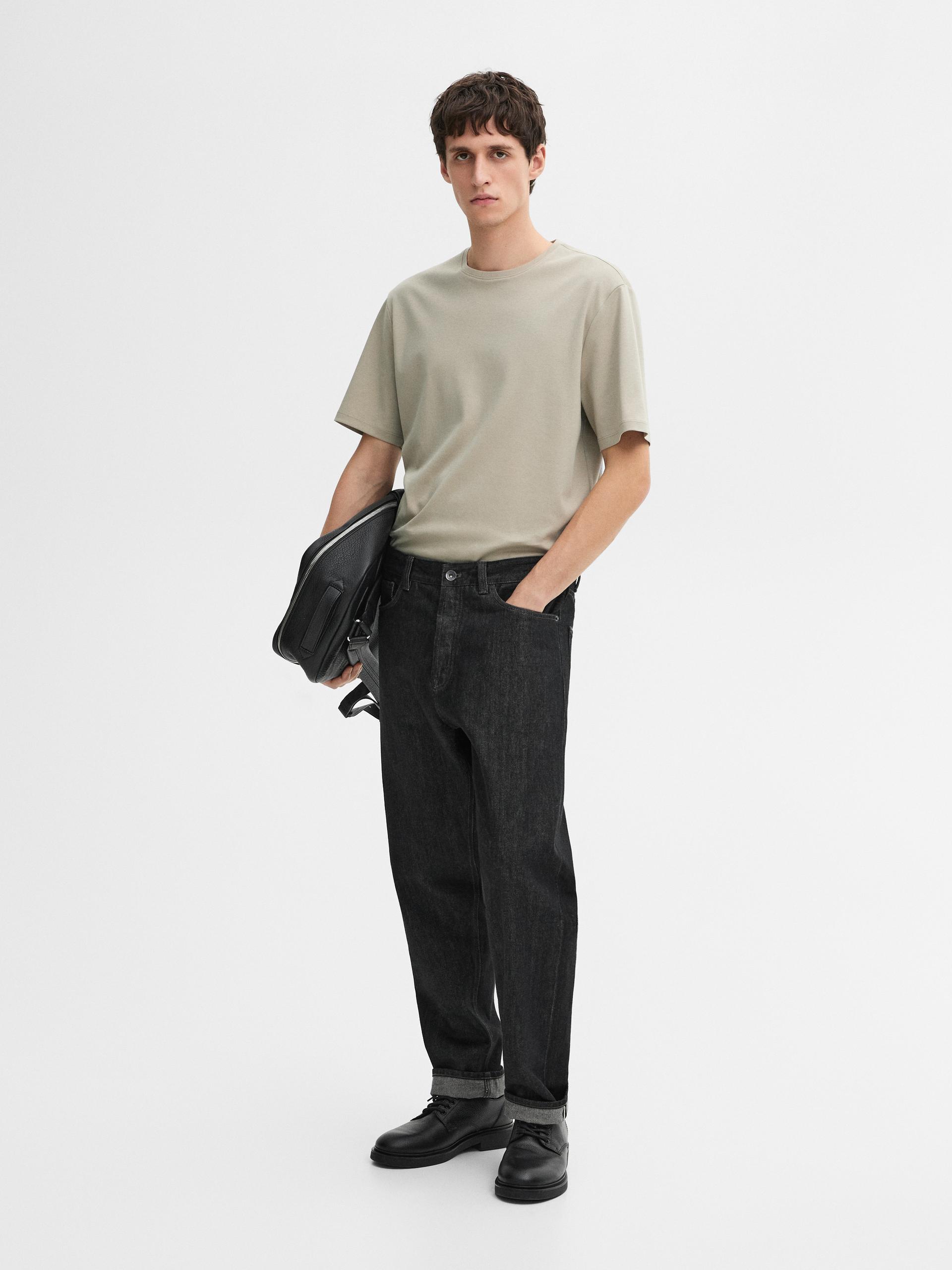 Maglietta In 100% Cotone Mercerizzato - Sabbia - Xxl - Massimo Dutti - Maschile