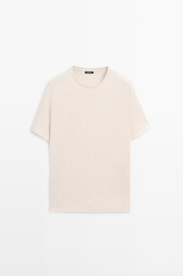 Short sleeve linen and cotton T-shirt — BROWN 2