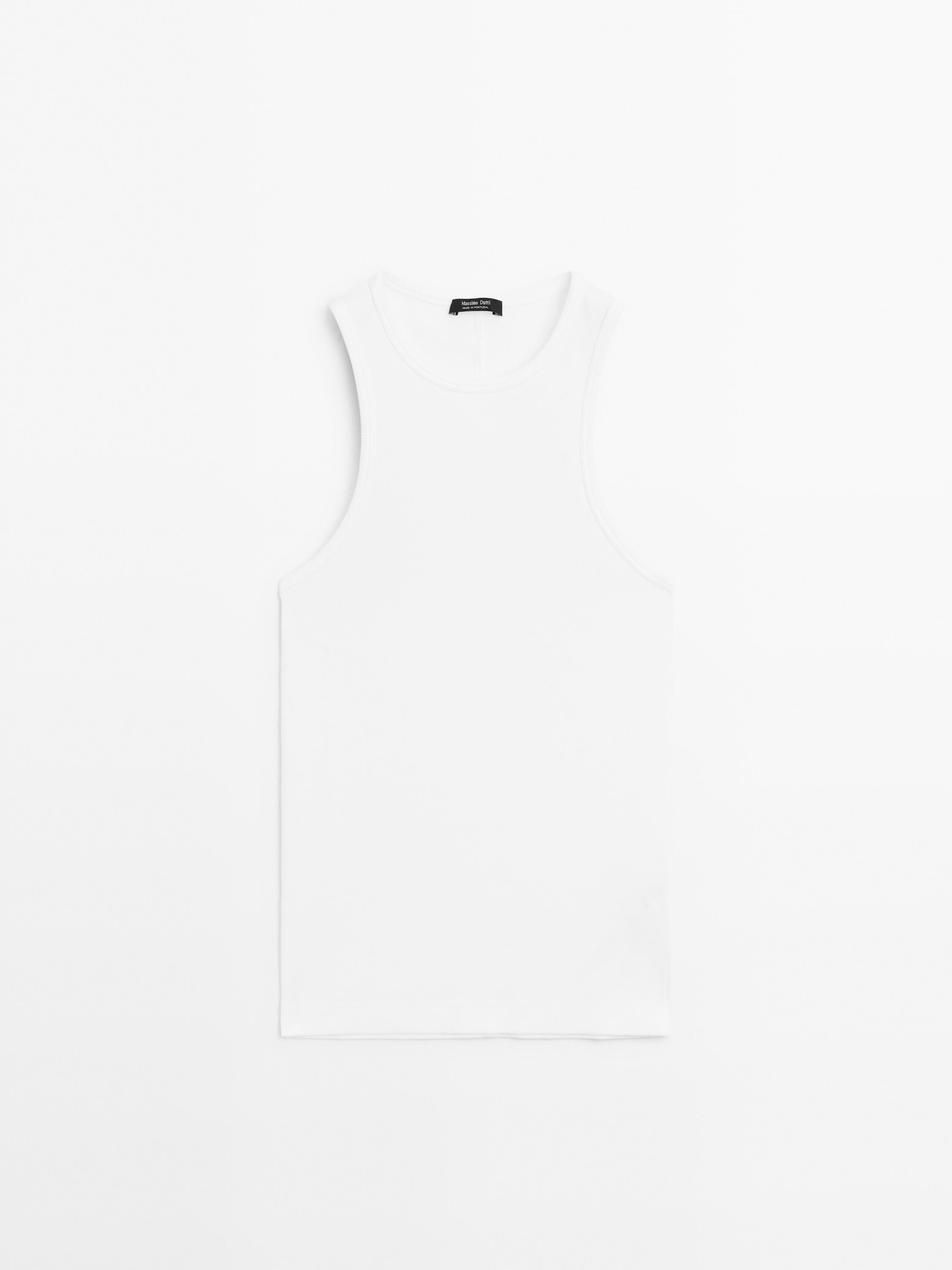 Cotton blend halter-neck top