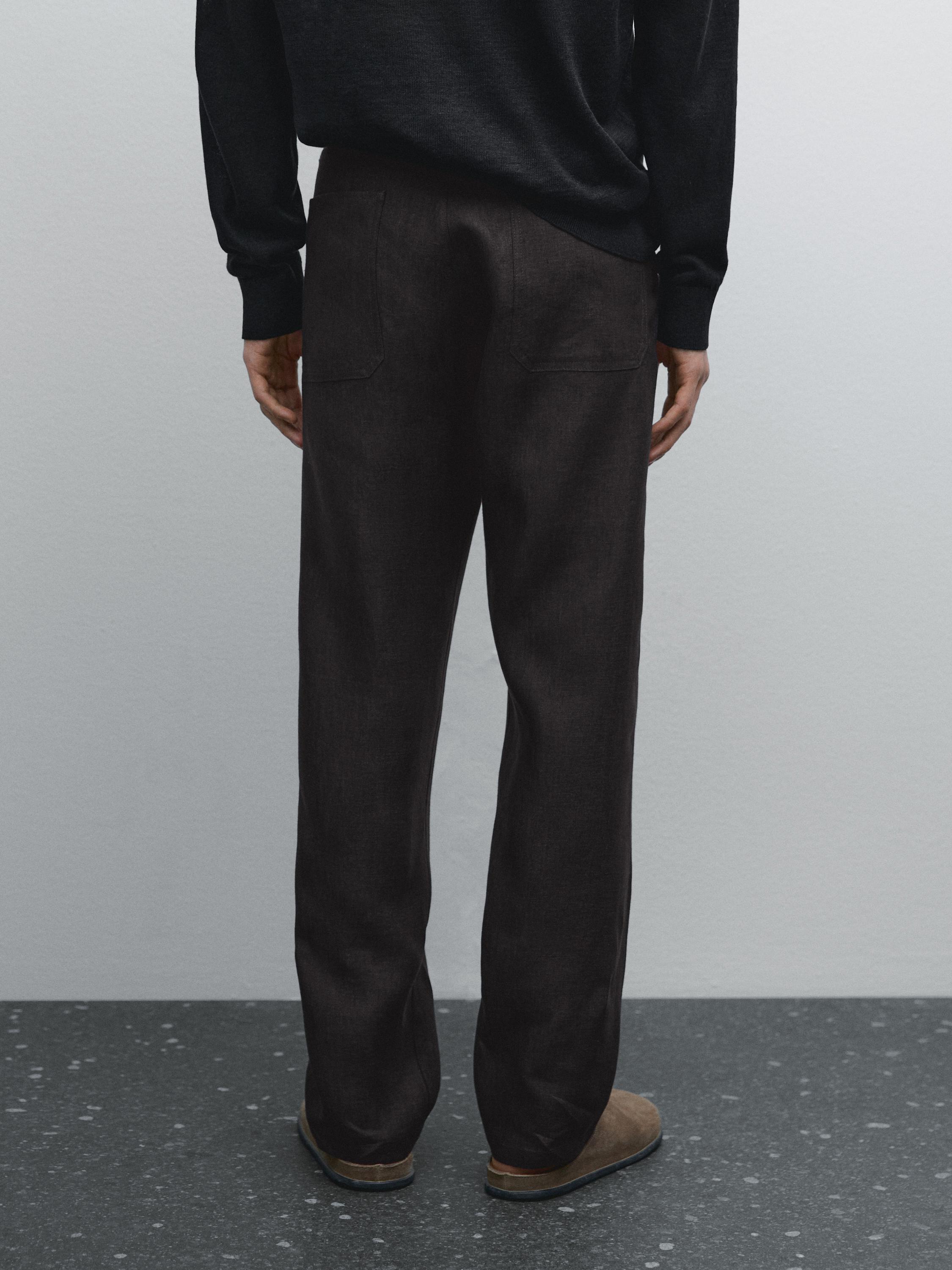 Faux jean relaxed fit en lin