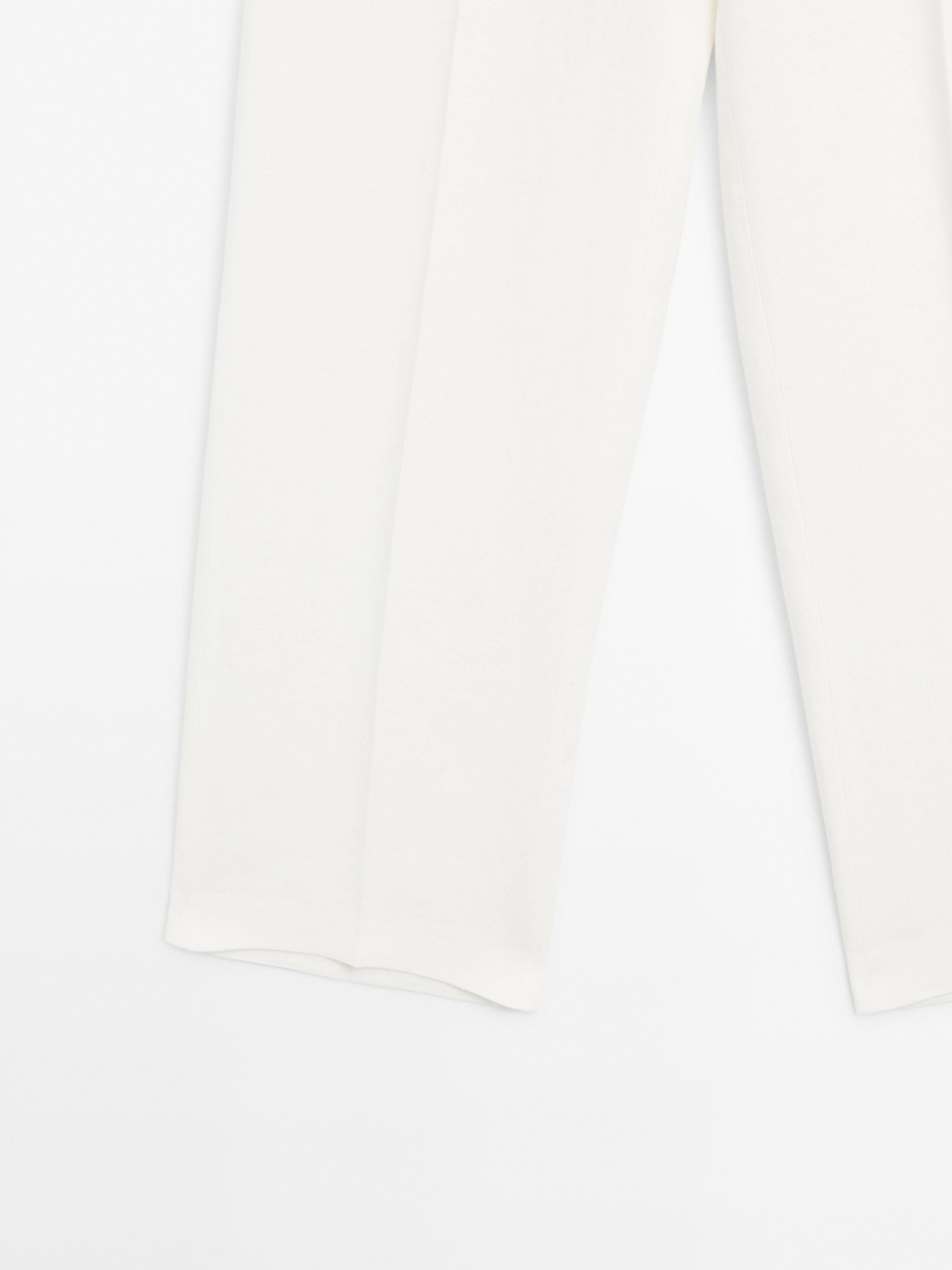 100% linen straight-fit suit trousers