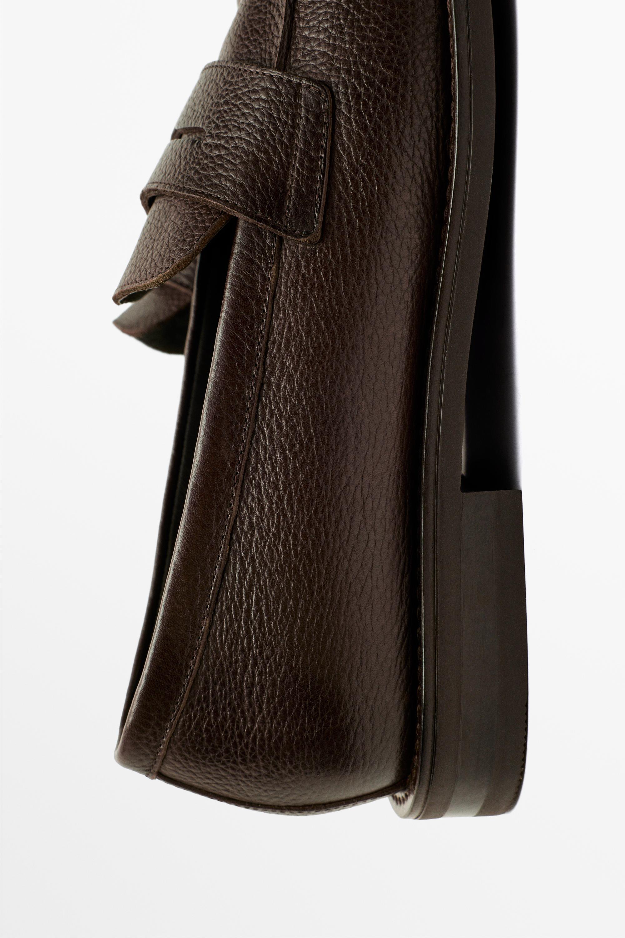 Split suede leather loafer — BROWN