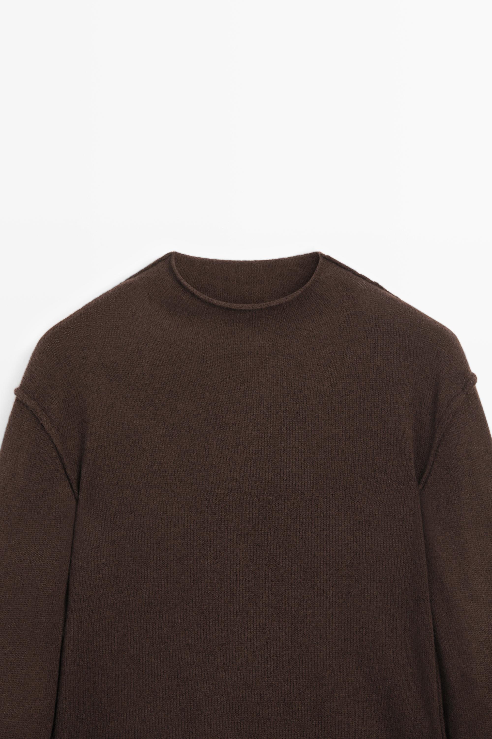 Wool blend knit sweater with mock turtleneck