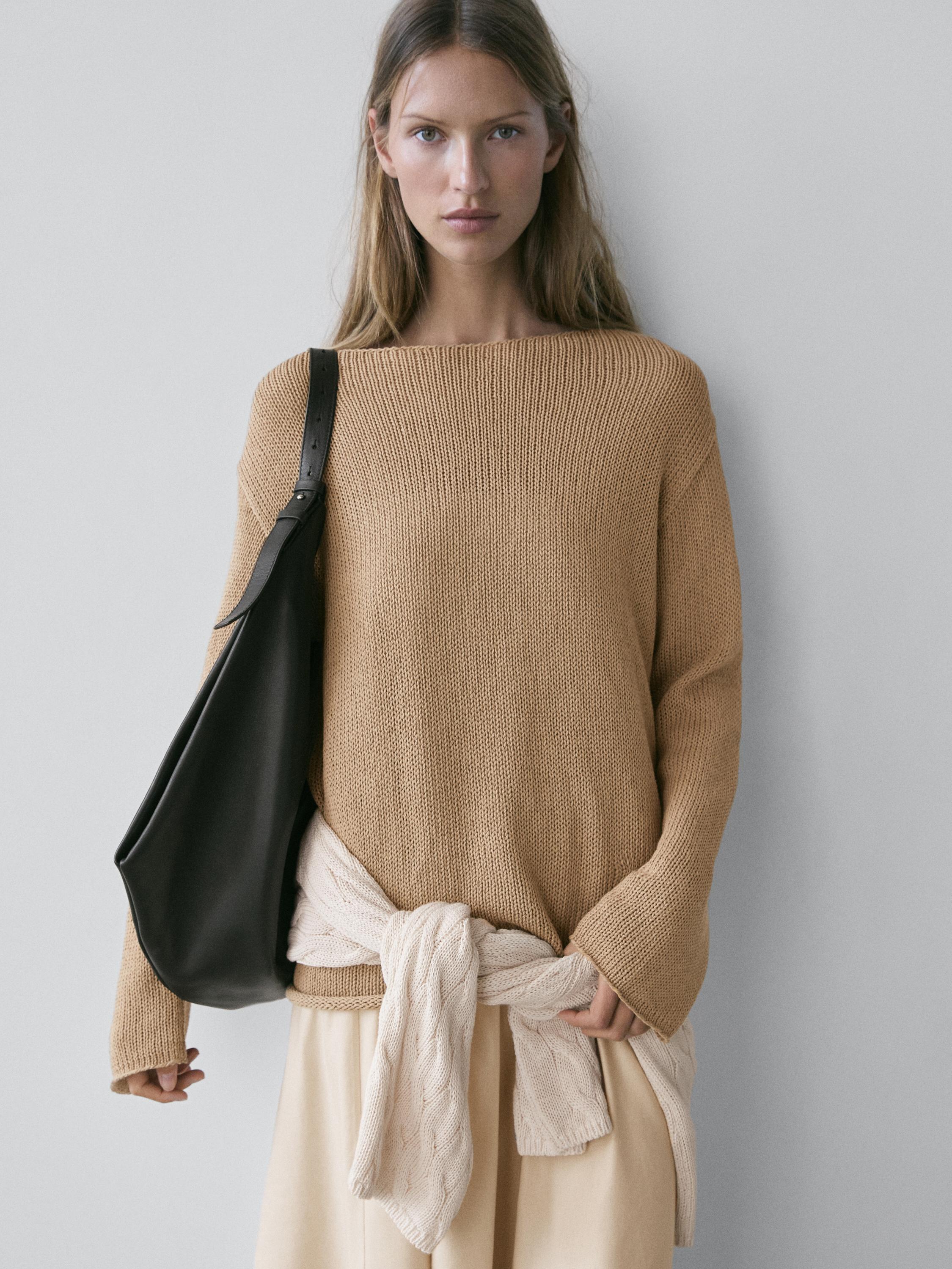 Cotton blend cutwork sweater — Washed