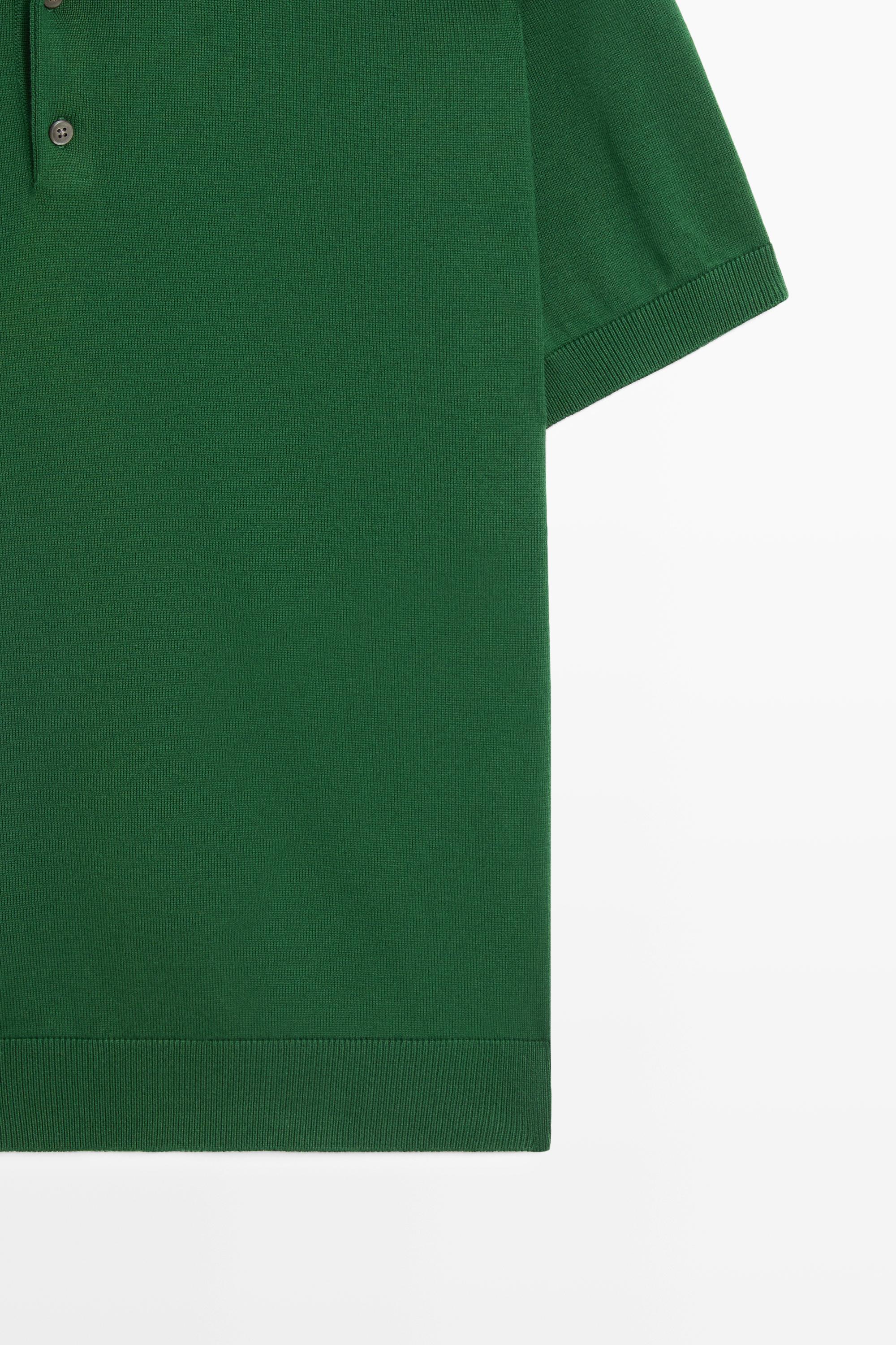 100% cotton knit polo sweater — MOSS GREEN