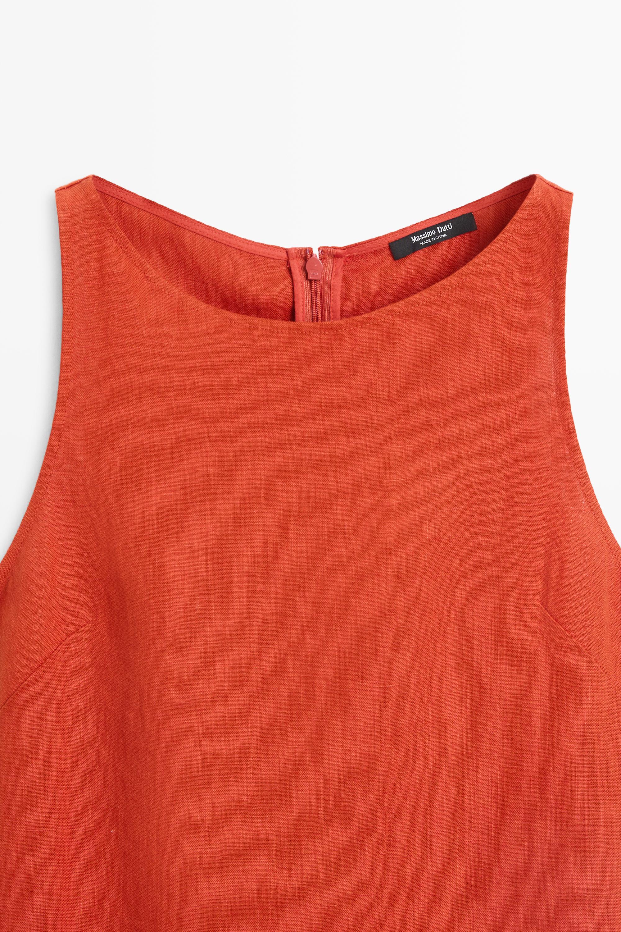 100% linen halter dress — RED