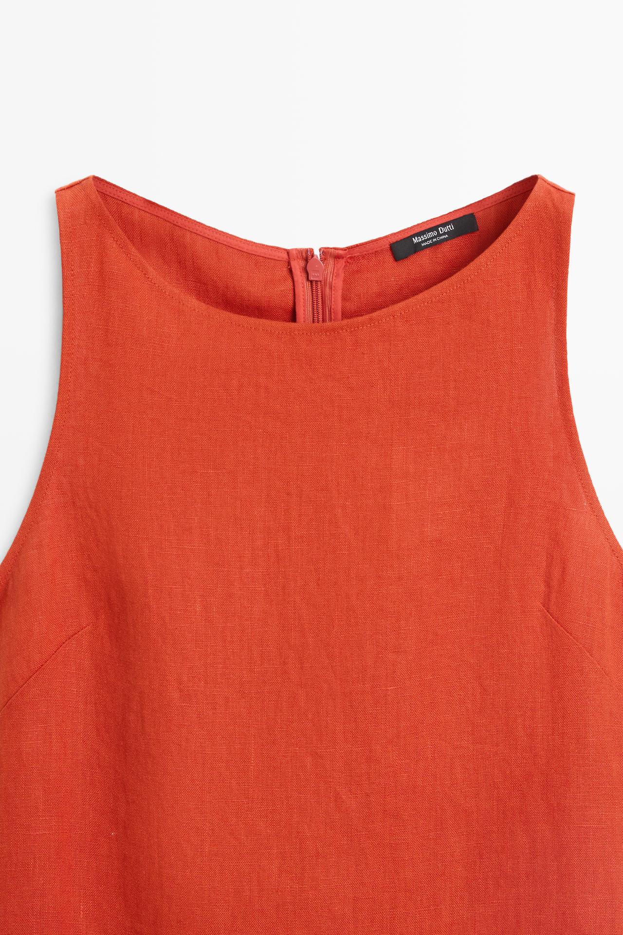 100% linen halter dress — RED