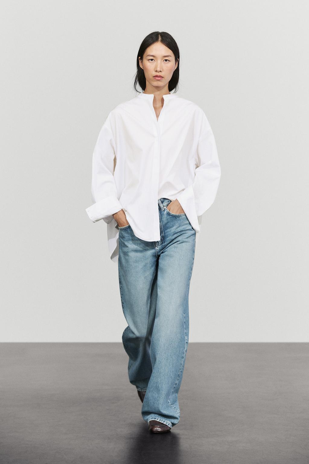 Massimo Dutti Dik yaxalı poplin köynək