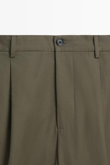 100% cotton pants with double pleats — GREEN 4
