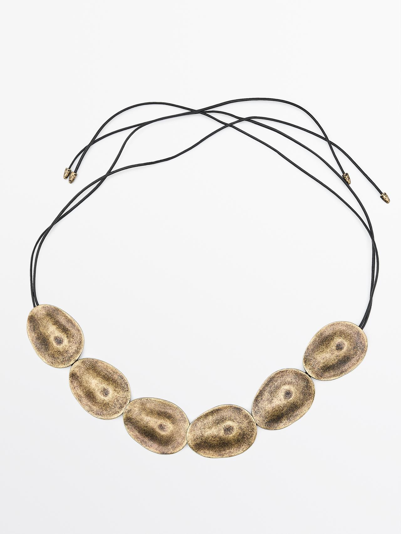 Massimo Dutti - Dame - Bælte Med Ovale Metaldele - Guld - 01