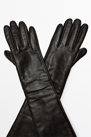 Long nappa leather gloves — BROWN 3