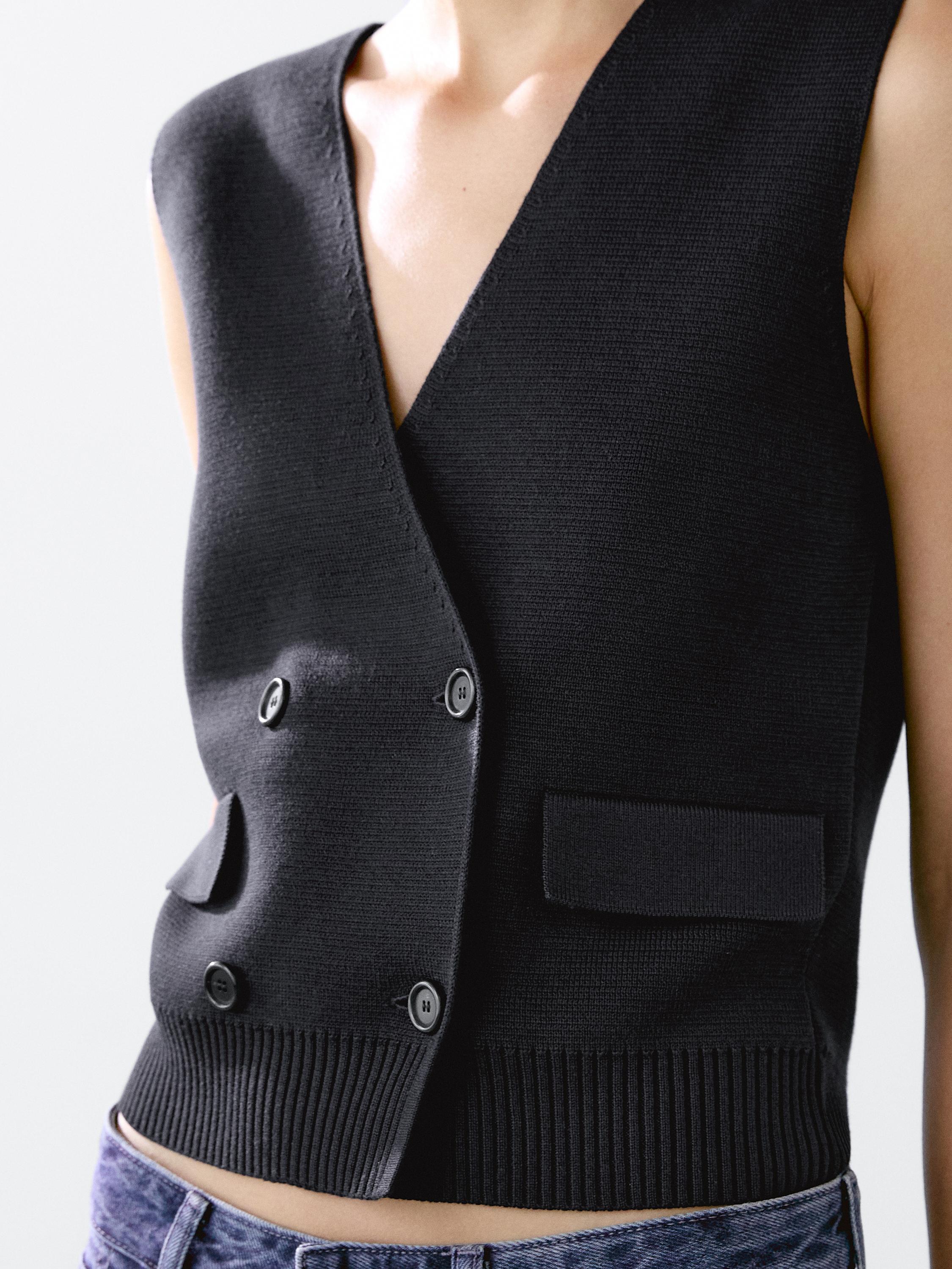 Veste sans manches en maille Milano avec double boutonnage