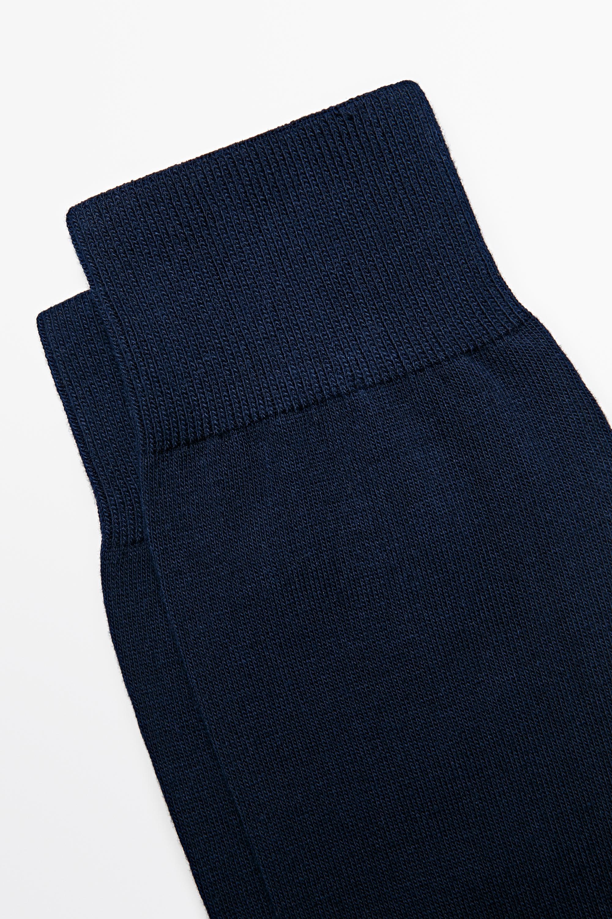 Plain cotton blend knit socks — NAVY BLUE