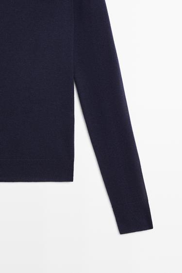 Wool-blend turtleneck knit sweater — NAVY BLUE 7