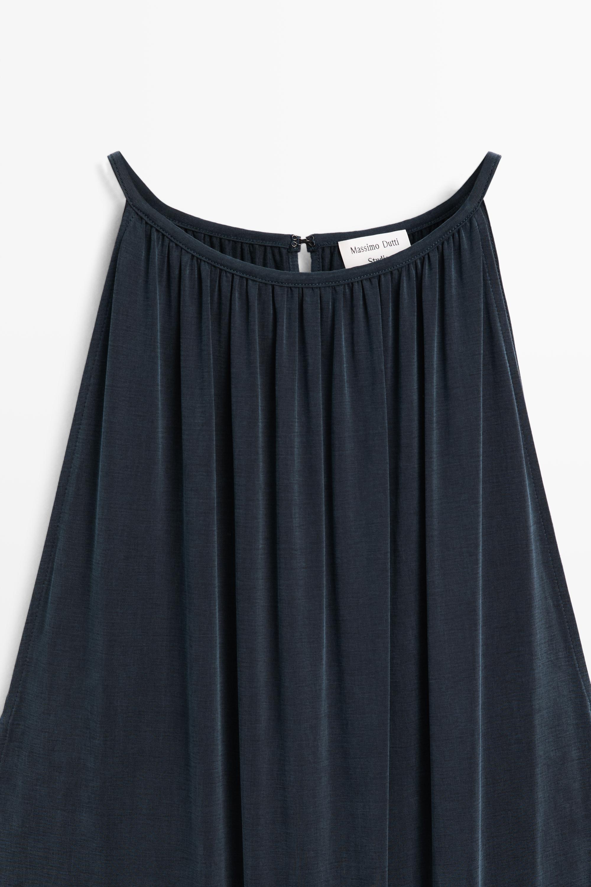 Flowing midi dress with pleats - STUDIO — BLUE