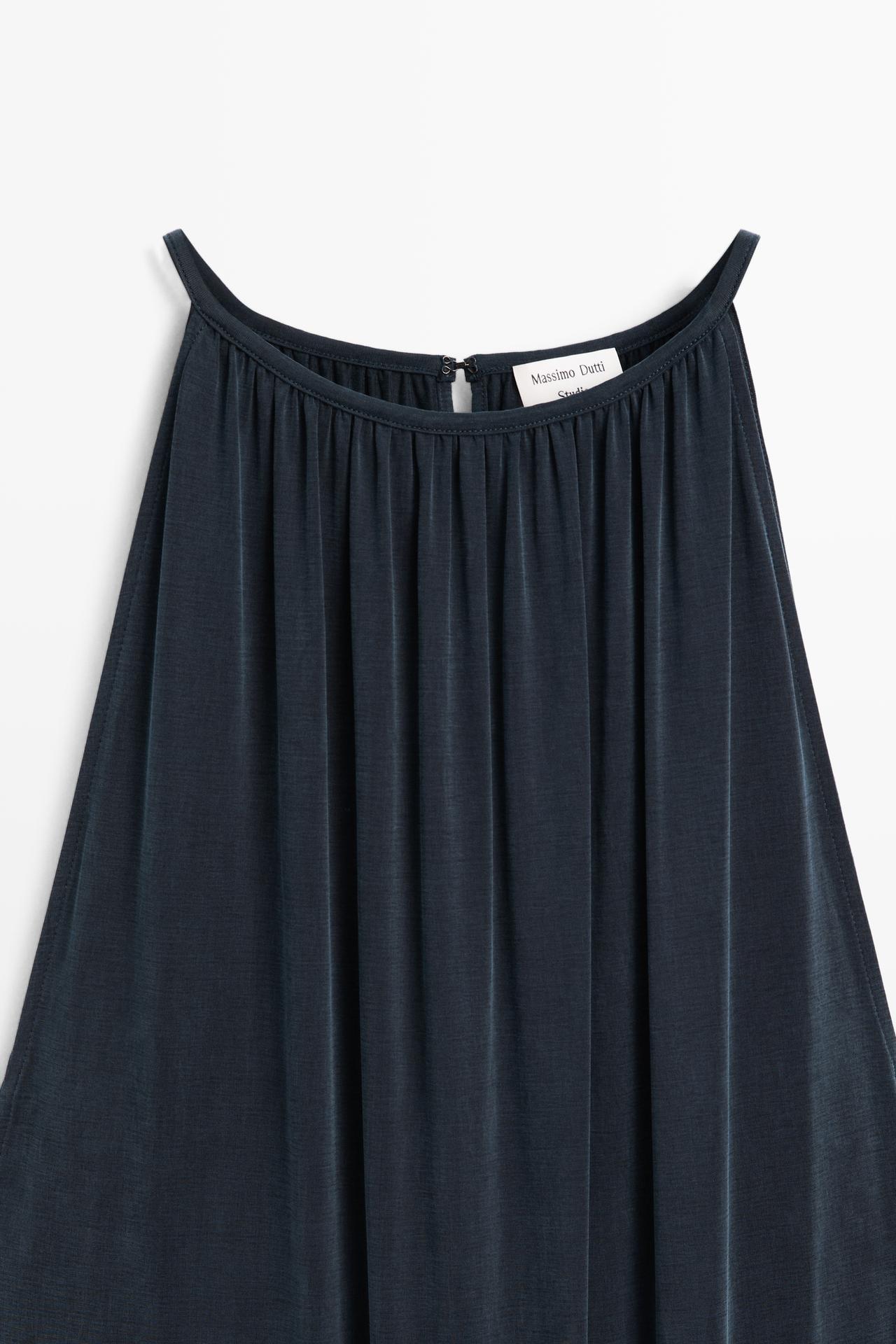 Flowing midi dress with pleats - STUDIO — BLUE