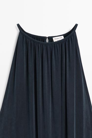 Flowing midi dress with pleats - STUDIO — BLUE 8